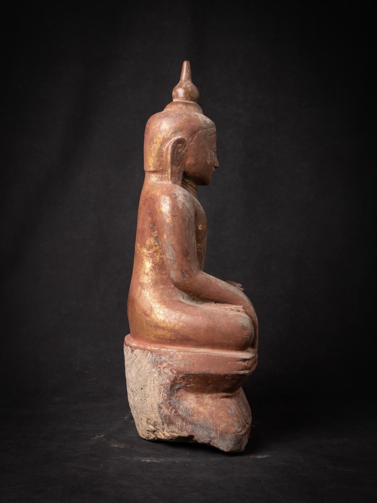 Exquisite 18th Century Burmese Sandstone Buddha Statue with Shan Tai Yai Style For Sale 1