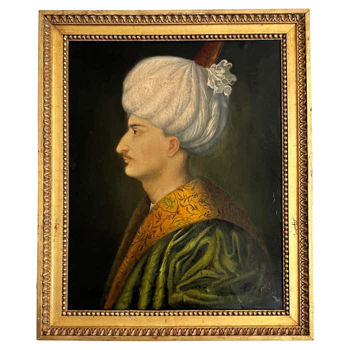 Exquisite 18th Century Oil on Canvas Portrait of Suleyman
