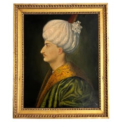 Exquisite 18th Century Oil on Canvas Portrait of Suleyman "The Magnificent"