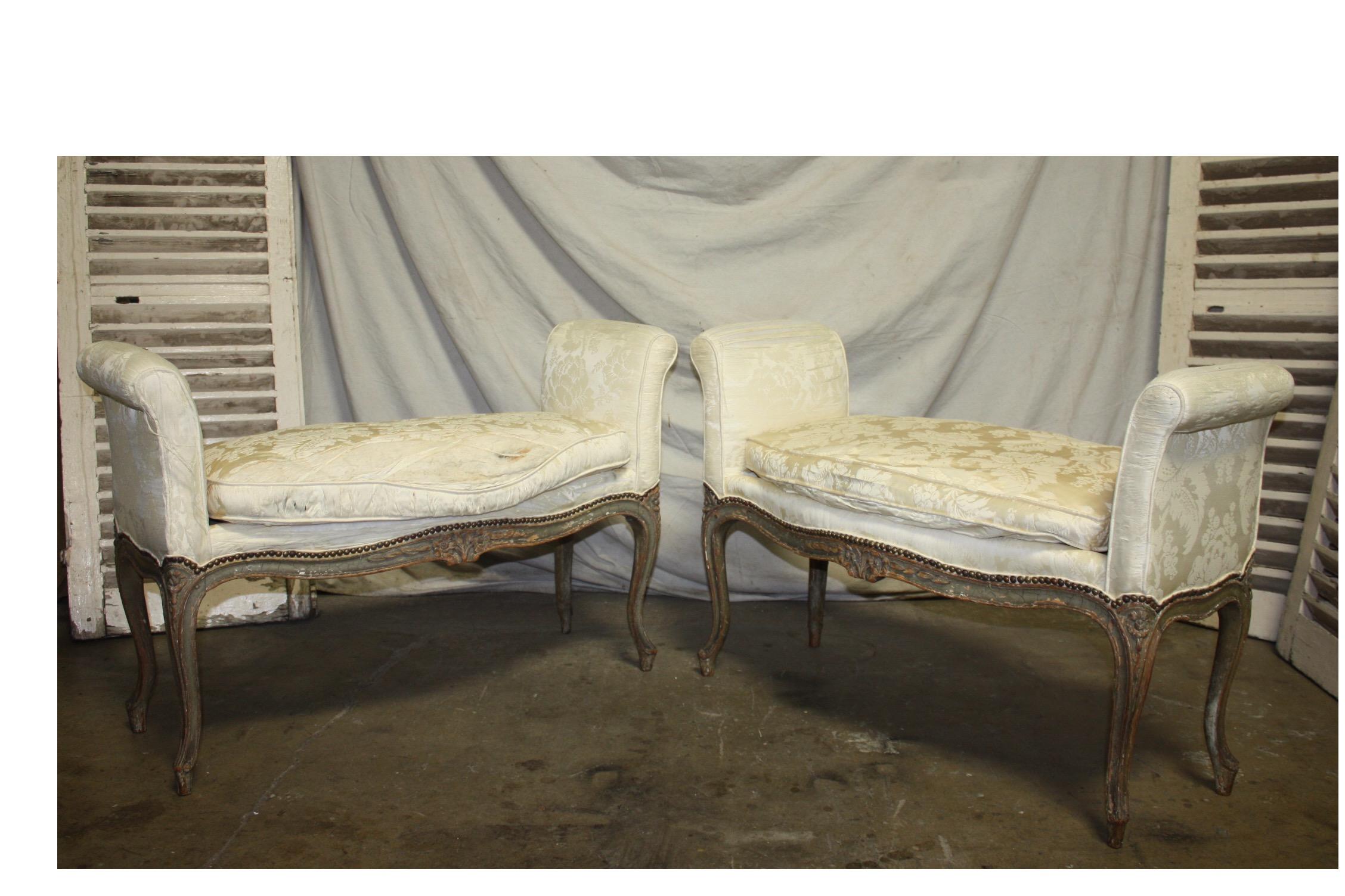 Exquisite 18th century pair of french benches.