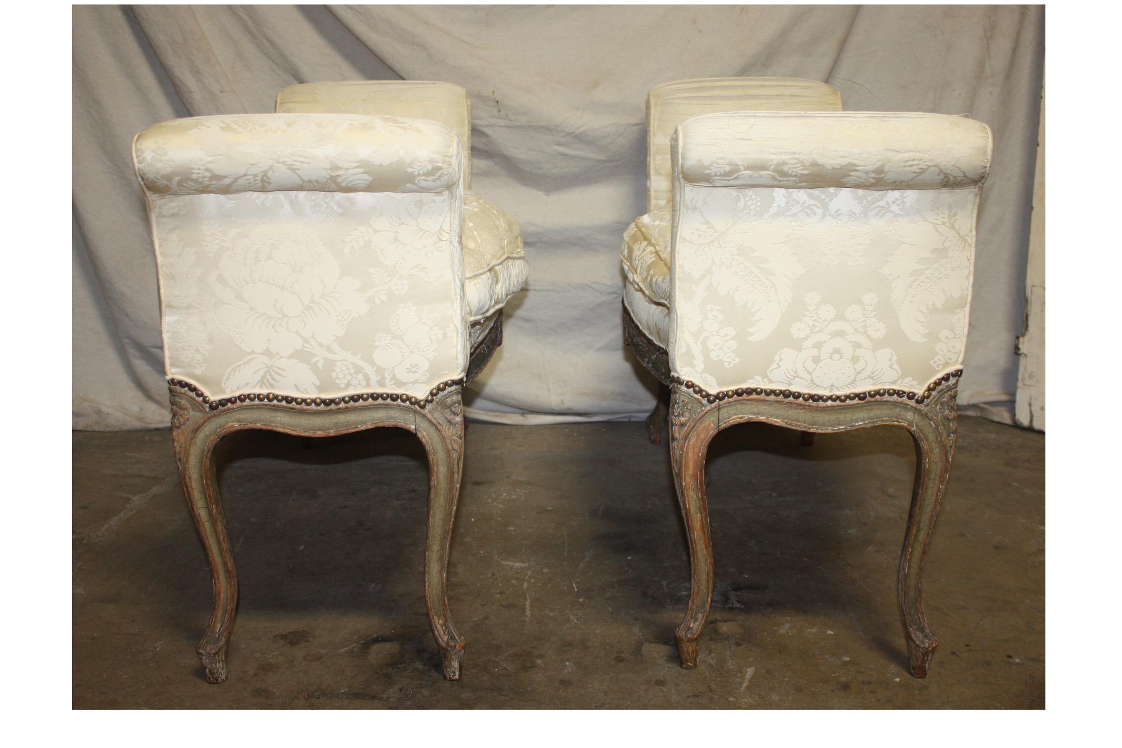 Hand-Painted Exquisite 18th Century Pair of French Benches