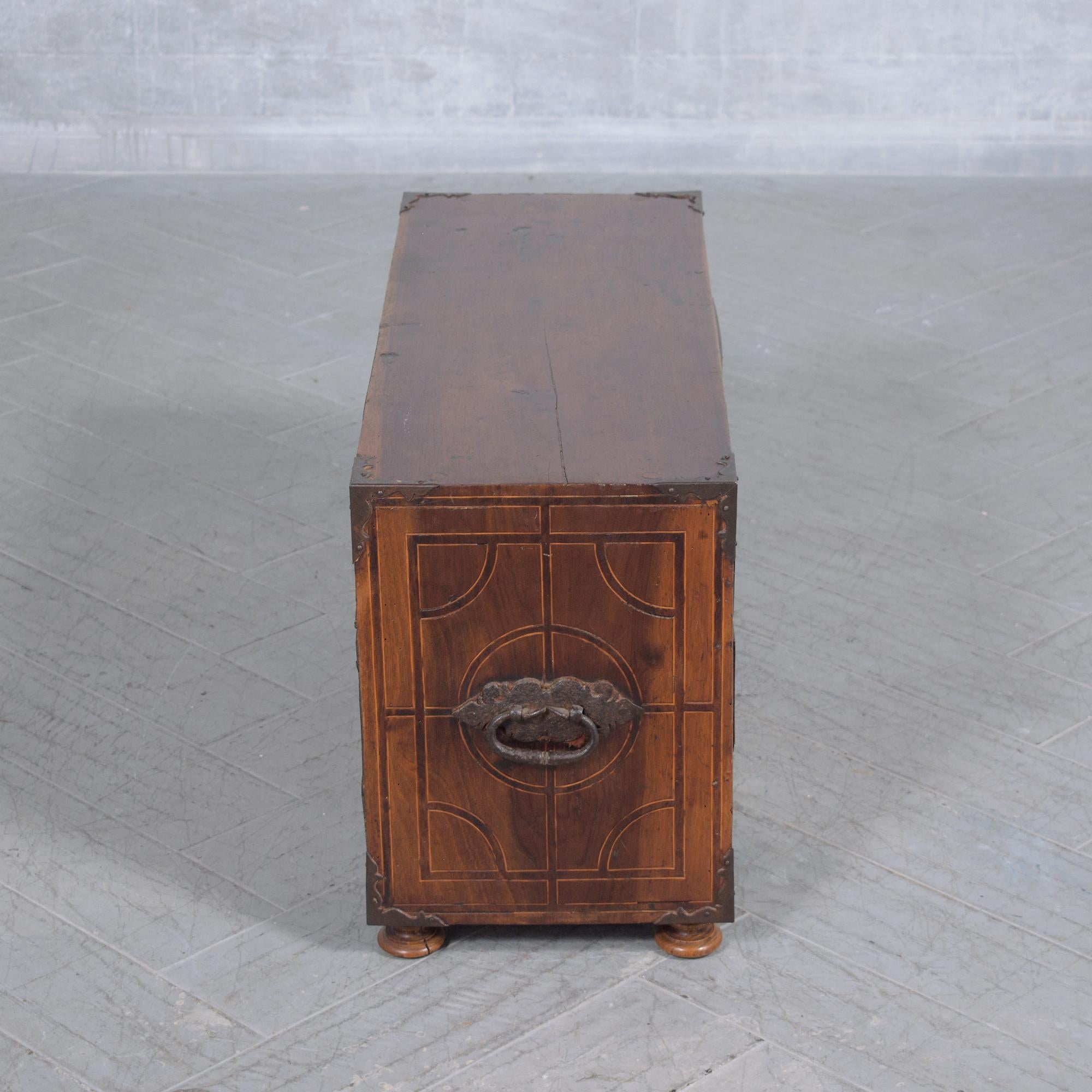 Exquisite 18th-Century Spanish Bargueño Cabinet: Walnut with Marquetry Inlays For Sale 2