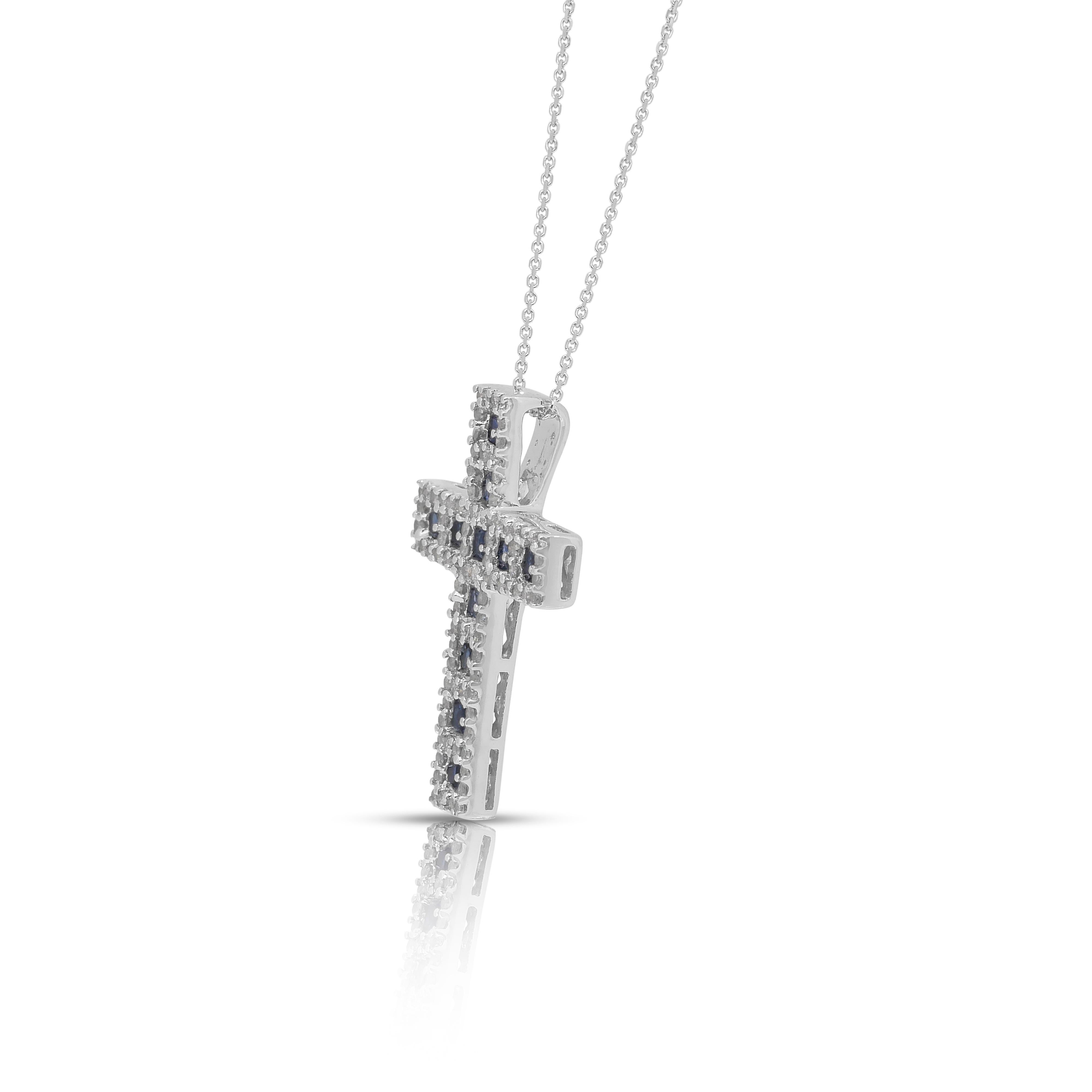 Exquisite 1.90ct Sapphires and Diamonds Necklace with Pendant in 18k White Gold 2