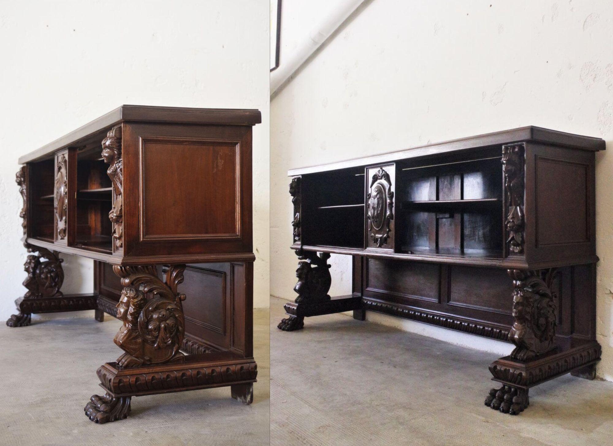 Exquisite 1920s Carved Walnut Notary Cabinet – A Masterpiece of Craftsmanship in vendita 12