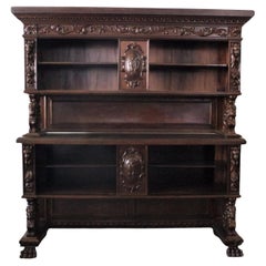 Exquisite 1920s Carved Walnut Notary Cabinet - A Masterpiece of Craftsmanship