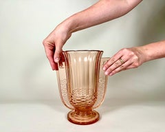 Exquisite 1930s Art Deco Pink Glass Vase by Val Saint Lambert Belgium