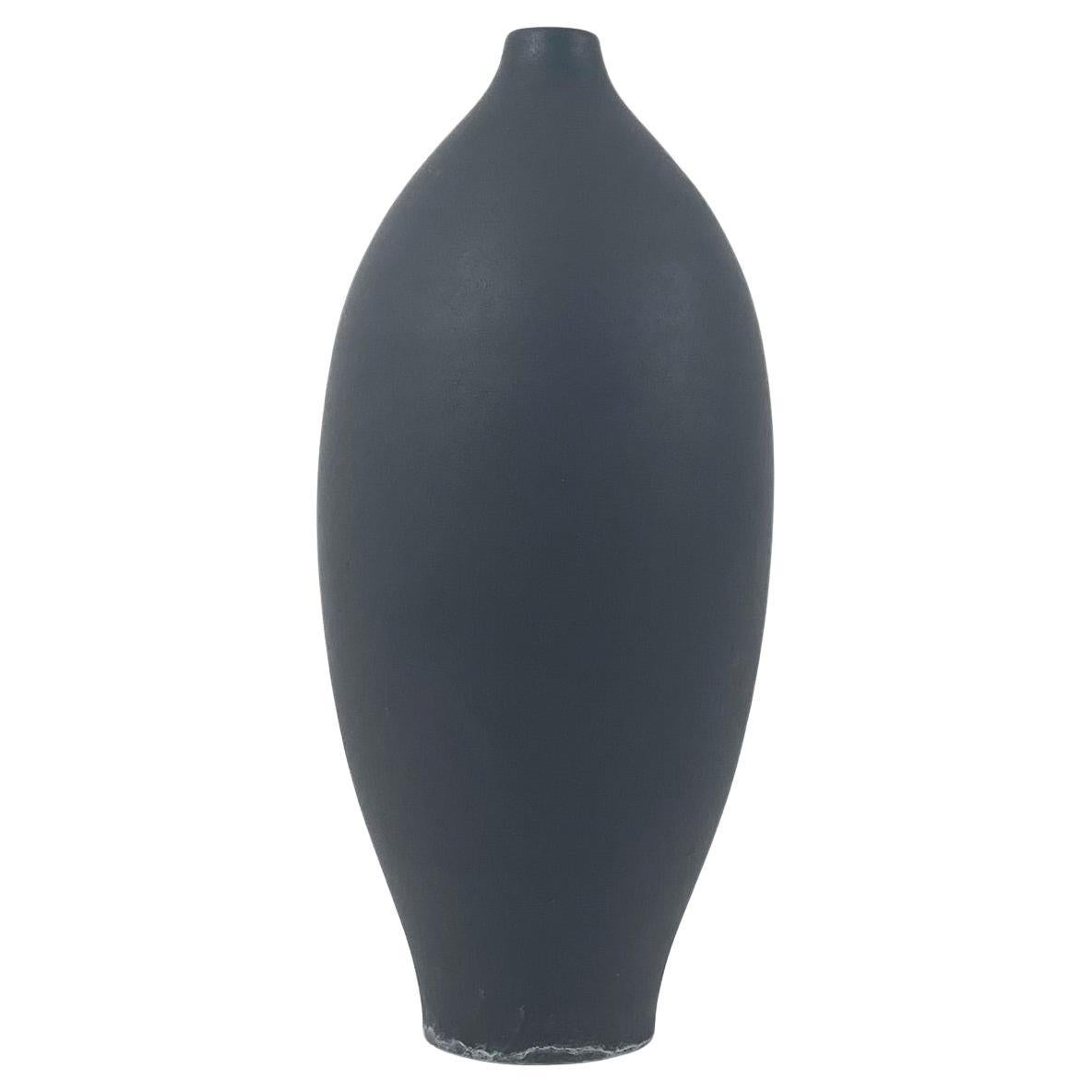 Exquisite 1940s Hand-Turned Black Ceramic Soliflore
