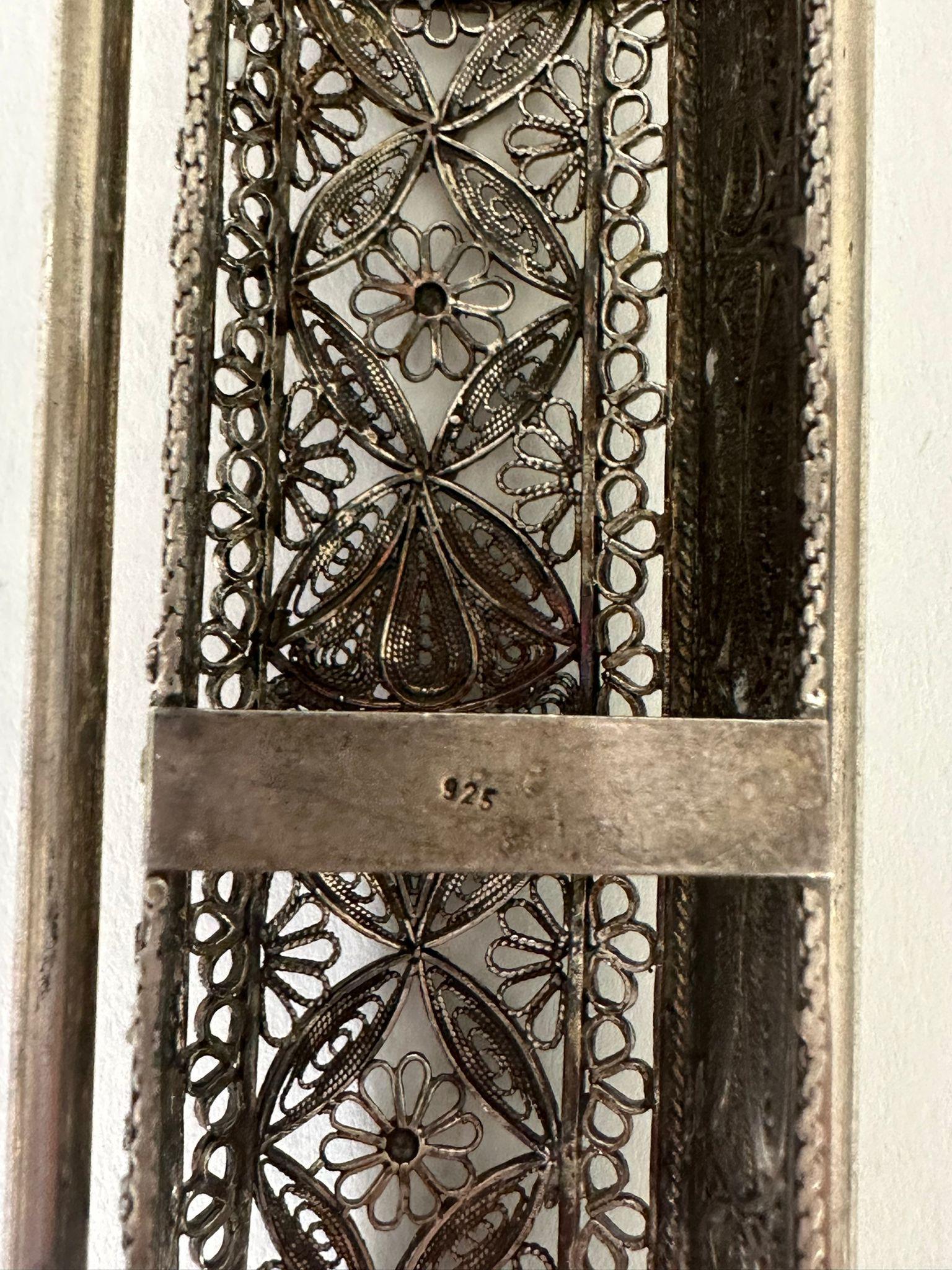 Exquisite 1950 Handmade Silver Filigree Mezuzah by Artist Zadok For Sale 3
