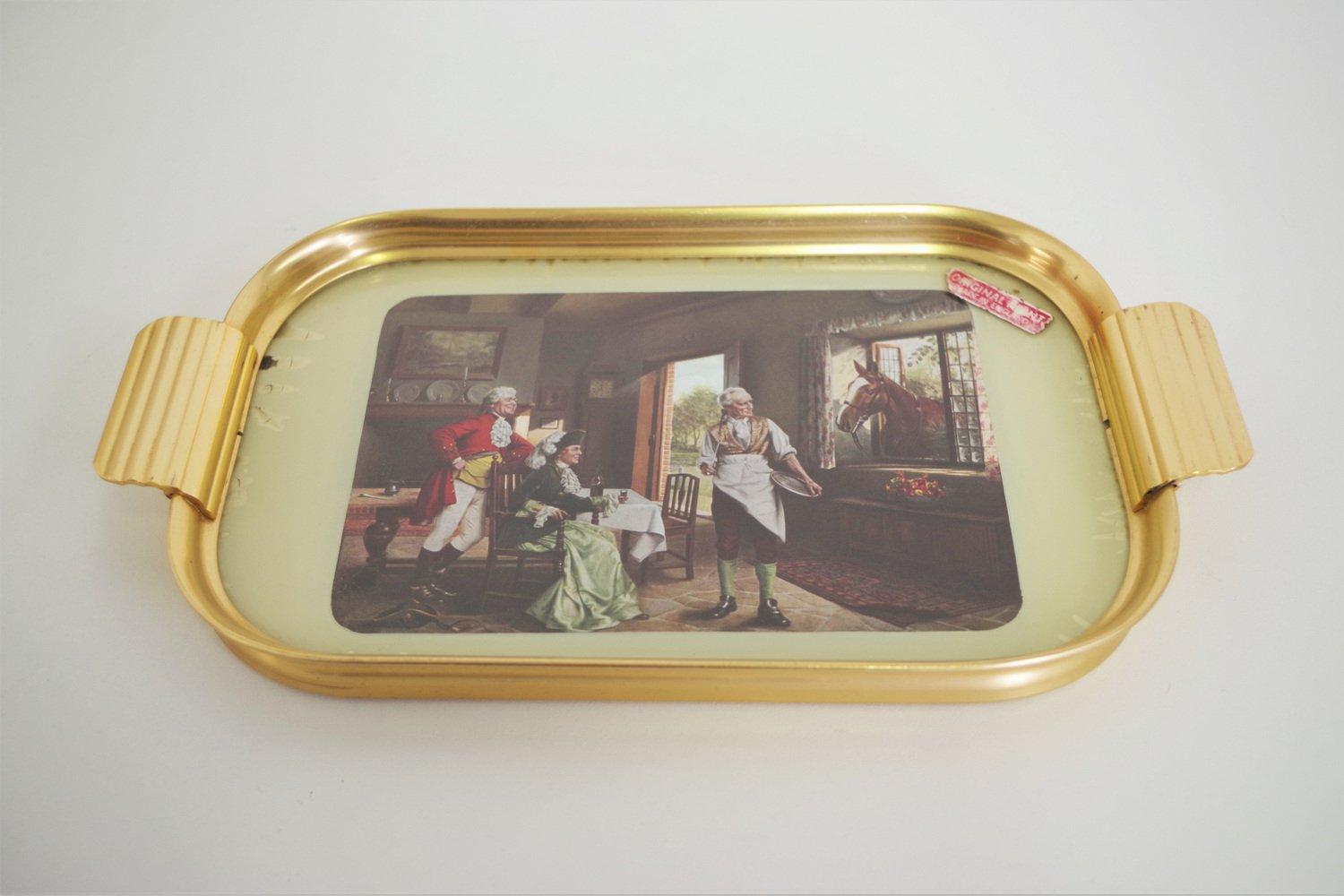 Exquis plateau en laiton des années 1950 avec impression anglaise - Vintage Tableware Elegance en vente 7