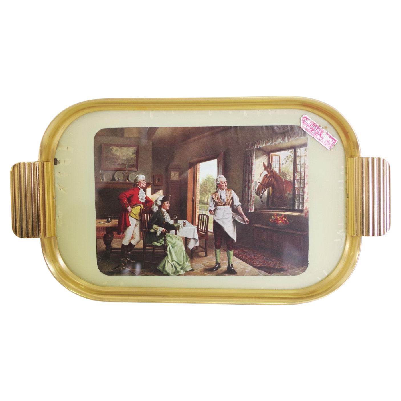 Exquisita bandeja de latón de los años 50 con estampado inglés - Vajilla Vintage Elegancia