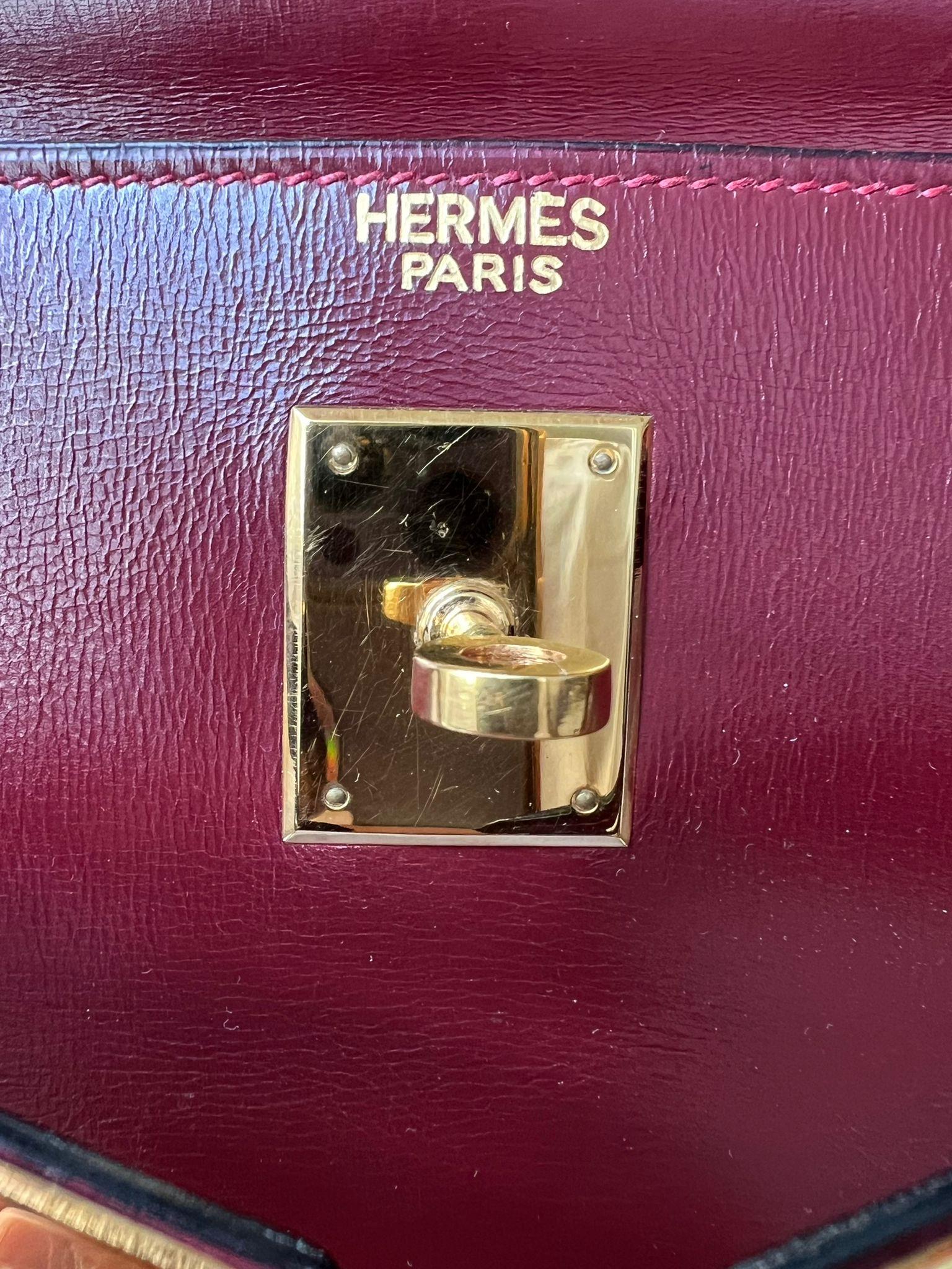 Exquisite 1955 Hermès Kelly 32 Retourné Rouge H Box Calf Leather Handbag 13