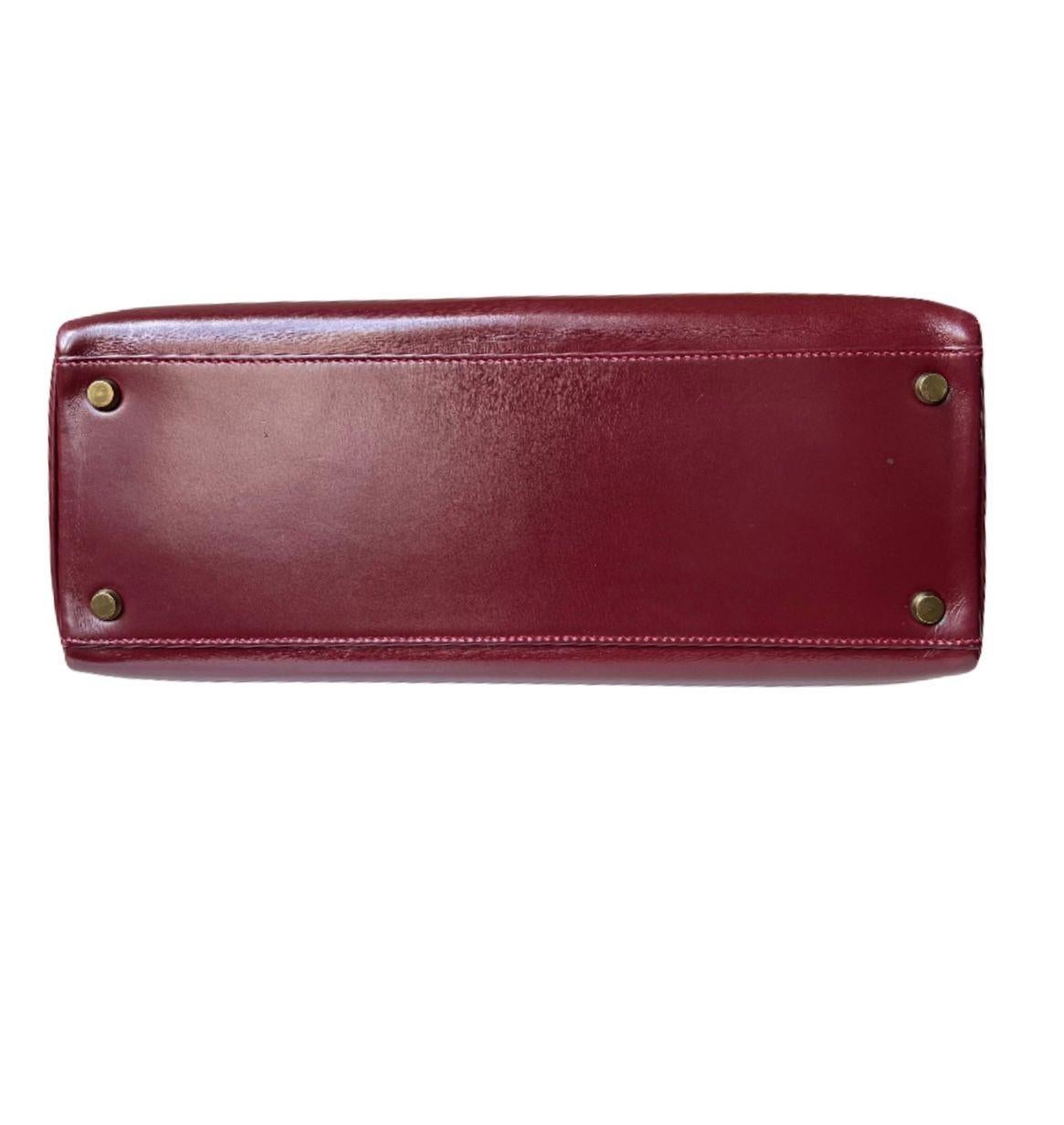 Exquisite 1955 Hermès Kelly 32 Retourné Rouge H Box Calf Leather Handbag 3