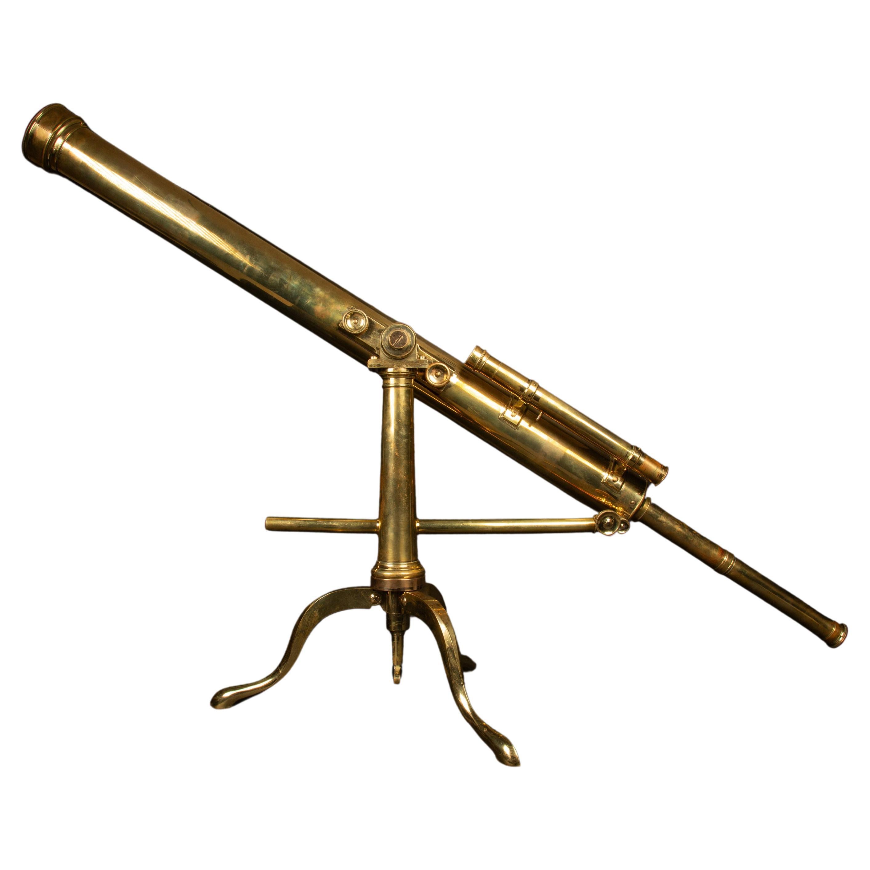 Exquisite 19th C. Brass Telescope by Hammersley Bros. with Original Wood Case
