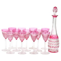 Exquisite 19th Century Baccarat Diamond Cut Crystal Barware/Tableware service