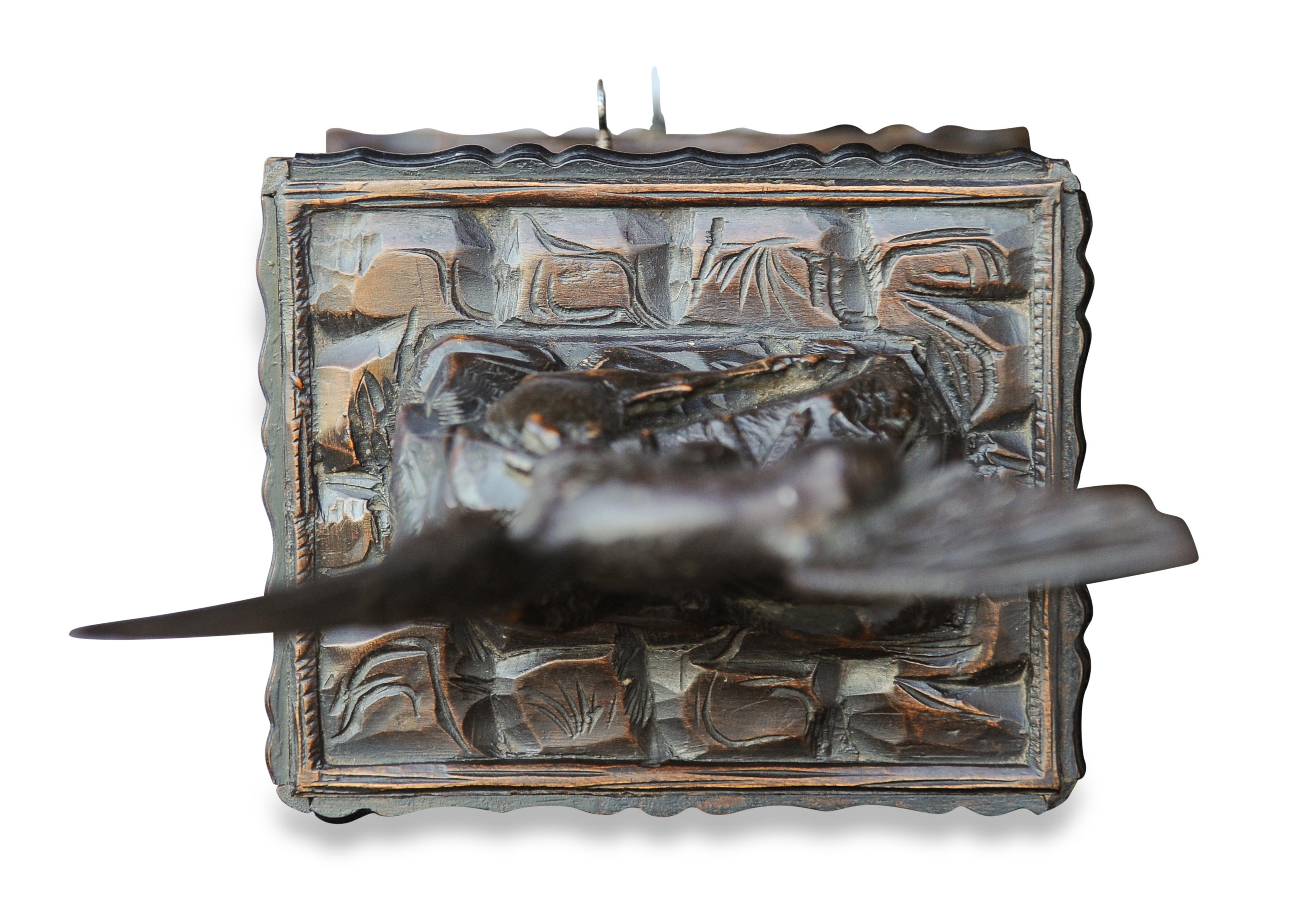 Exquisite 19th Century Black Forest Humidor Hand Carved Cabinet Eagle Mounted For Sale 4