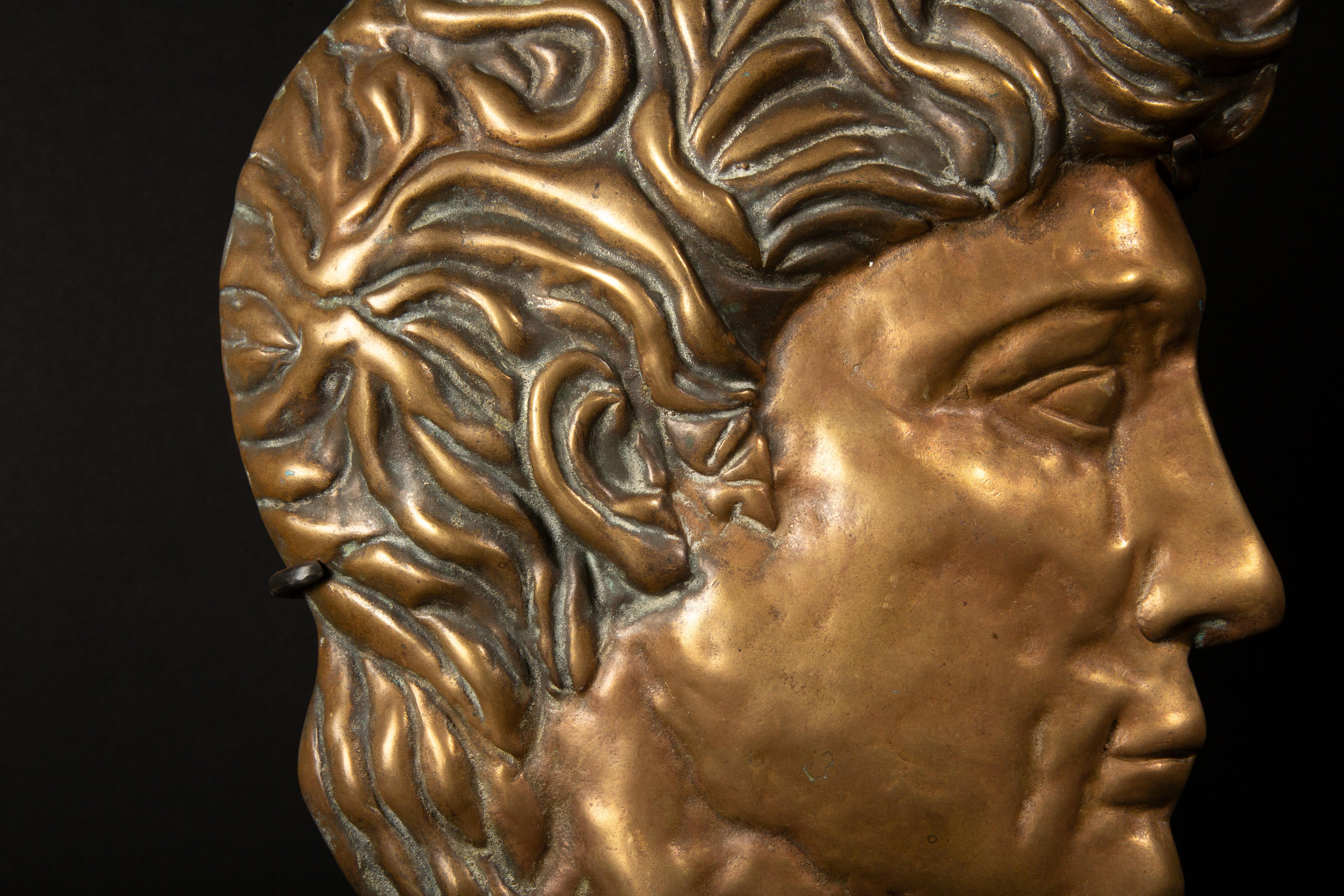 Exquisite 19th-Century Bronze Profile Plaque of David 16.5