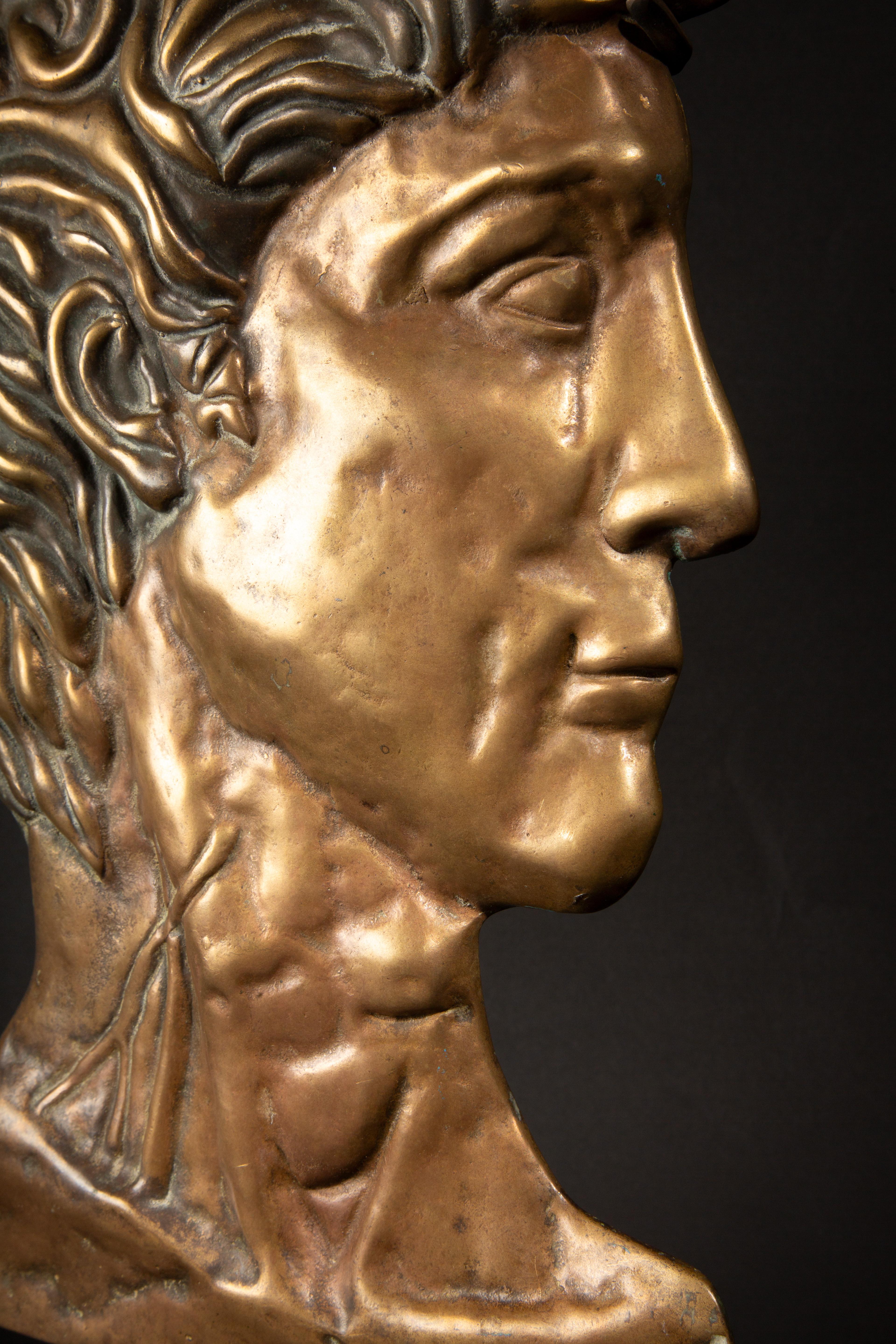 Exquisite 19th-Century Bronze Profile Plaque of David 16.5
