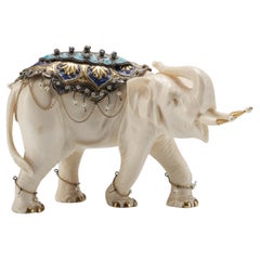 Exquisite 19th Century Cabinet of Curiosities Object – Jeweled Elephant