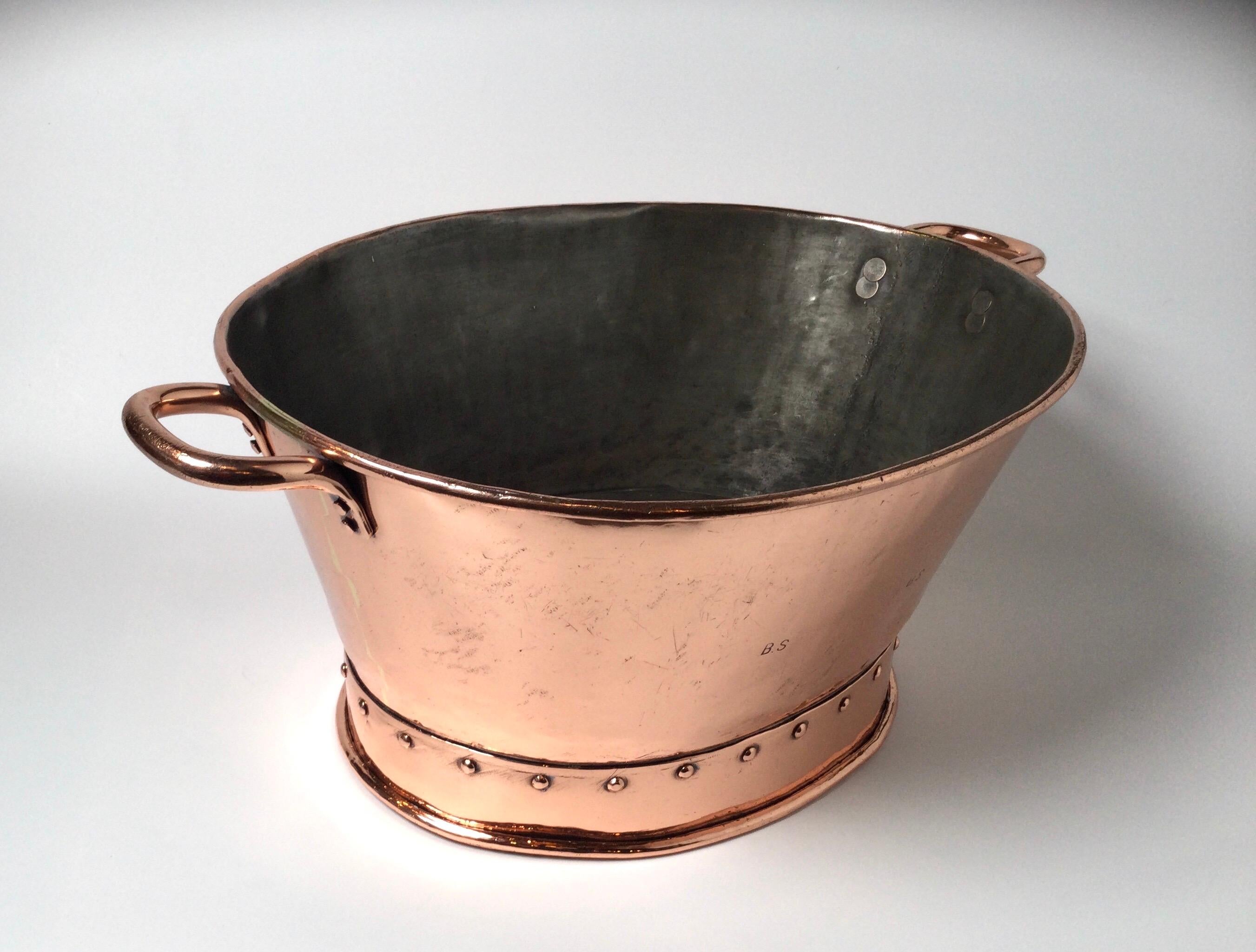 French Exquisite 19th Century Copper Confiture Large Jam Pot or Chiller