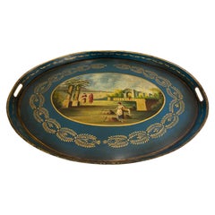 Exquisite 19th Century Decorative French Hand Painted Tole Tray