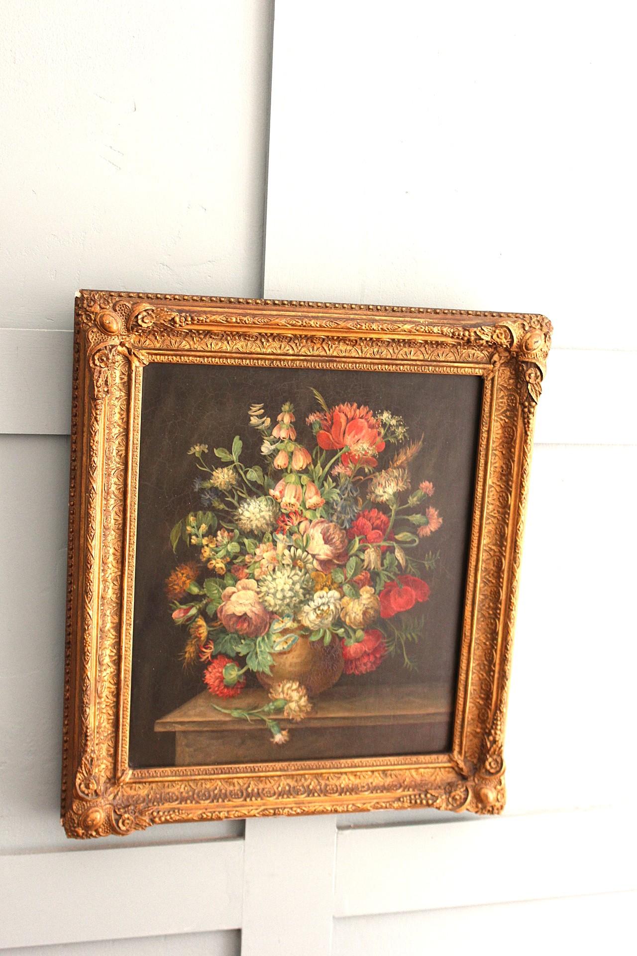 Exquisite 19. Jahrhundert Englisch Stillleben von wilden Blumen- Öl auf Holzplatte im Angebot 4