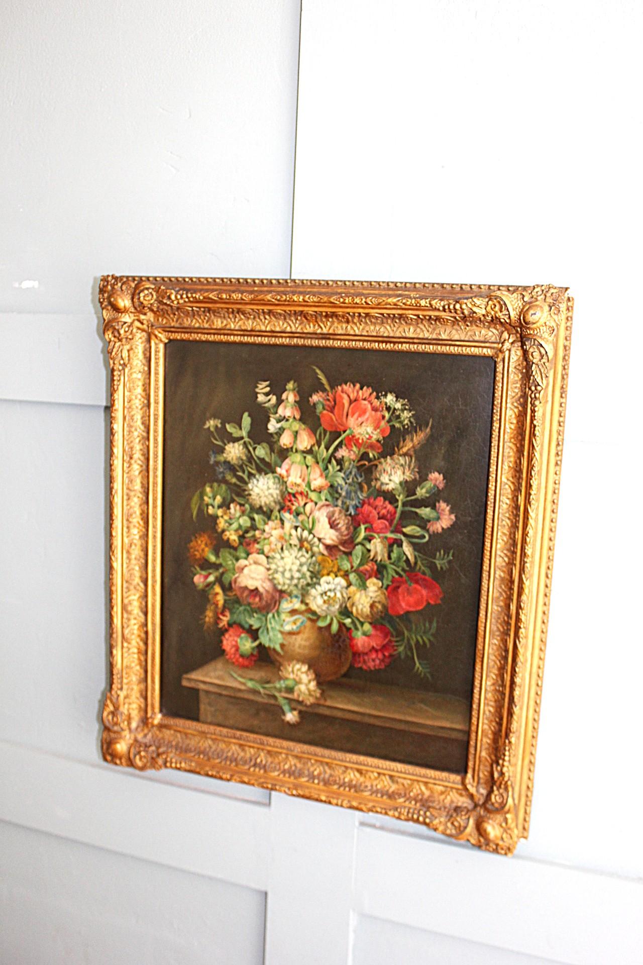 Exquisite 19. Jahrhundert Englisch Stillleben von wilden Blumen- Öl auf Holzplatte (Hochviktorianisch) im Angebot