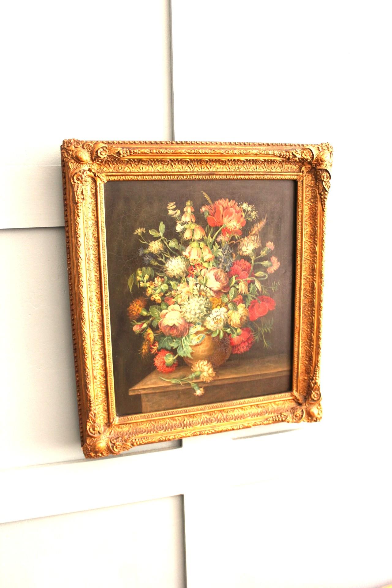 Exquisite 19. Jahrhundert Englisch Stillleben von wilden Blumen- Öl auf Holzplatte (Farbe) im Angebot