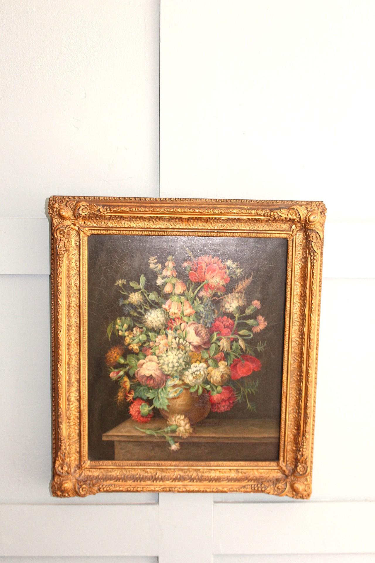Exquisite 19. Jahrhundert Englisch Stillleben von wilden Blumen- Öl auf Holzplatte im Angebot 2