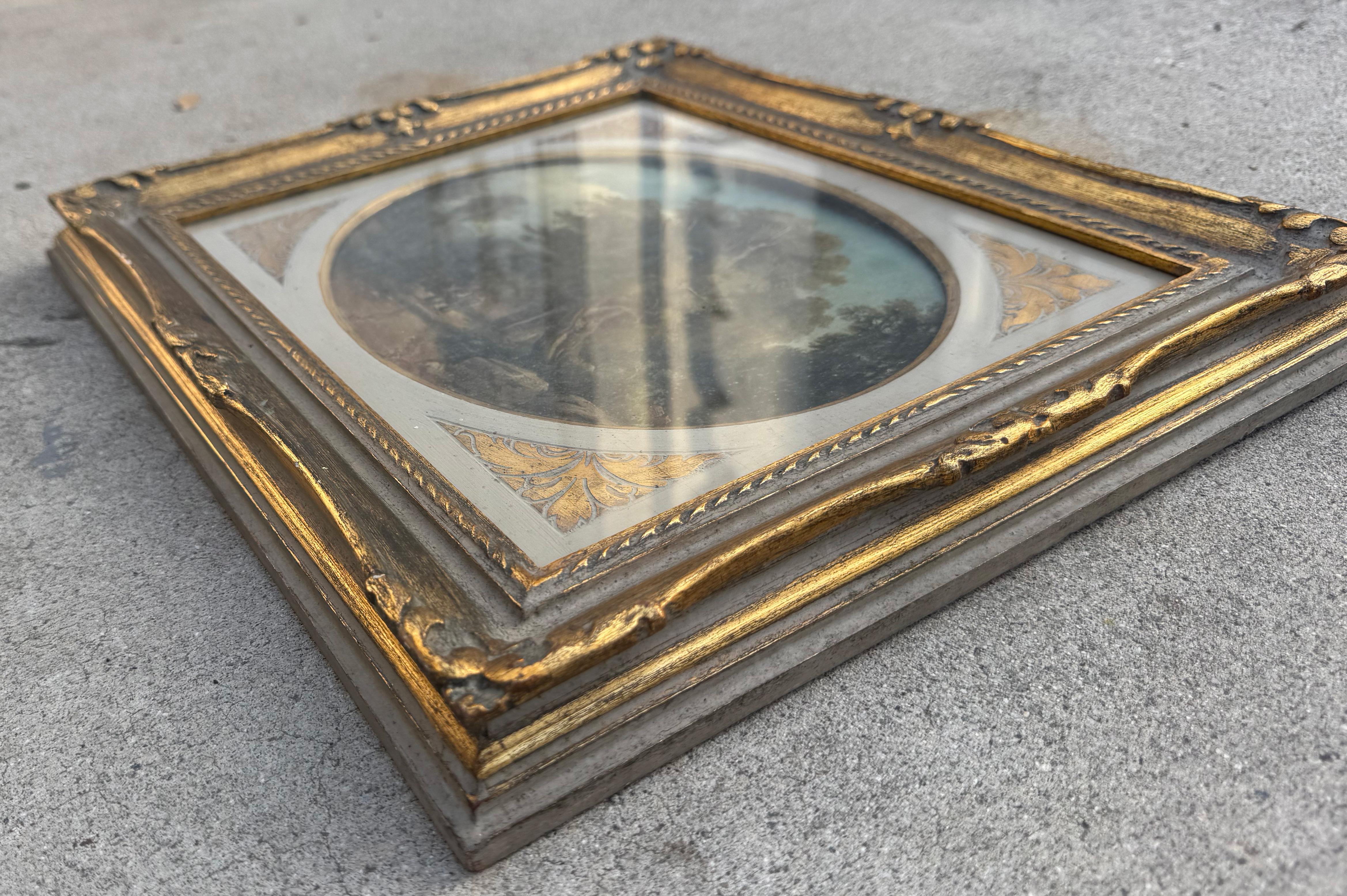 Exquisite Florentine romantische Landschaft des 19. Jahrhunderts Malerei auf Holz im Angebot 4