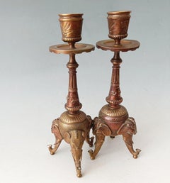 Exquisite 19th-Century French Elephant-Leg Candle Holders Interior Decor