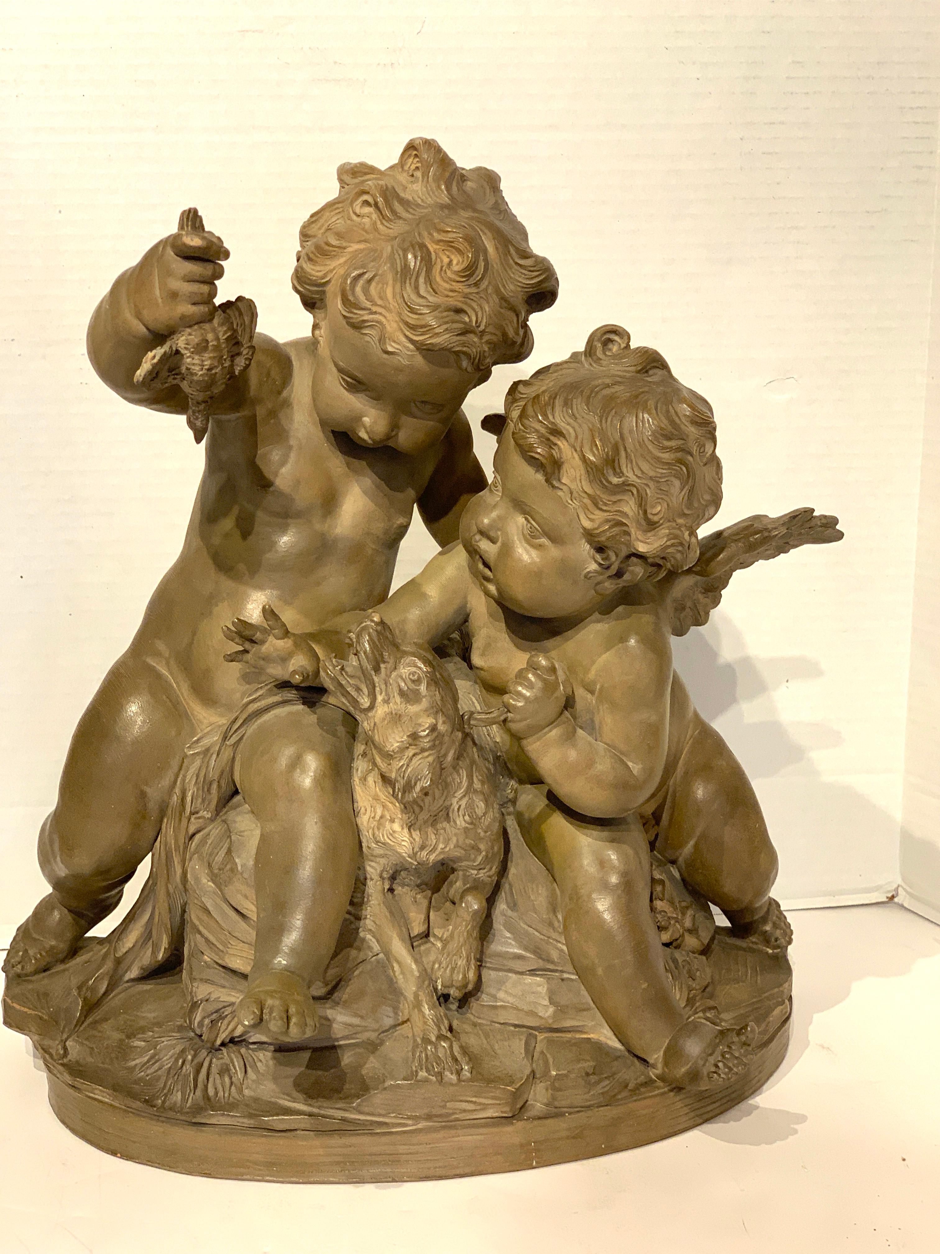 Exquisite 19th Century French Terracotta Grouping in the Style of Clodion In Good Condition For Sale In Atlanta, GA