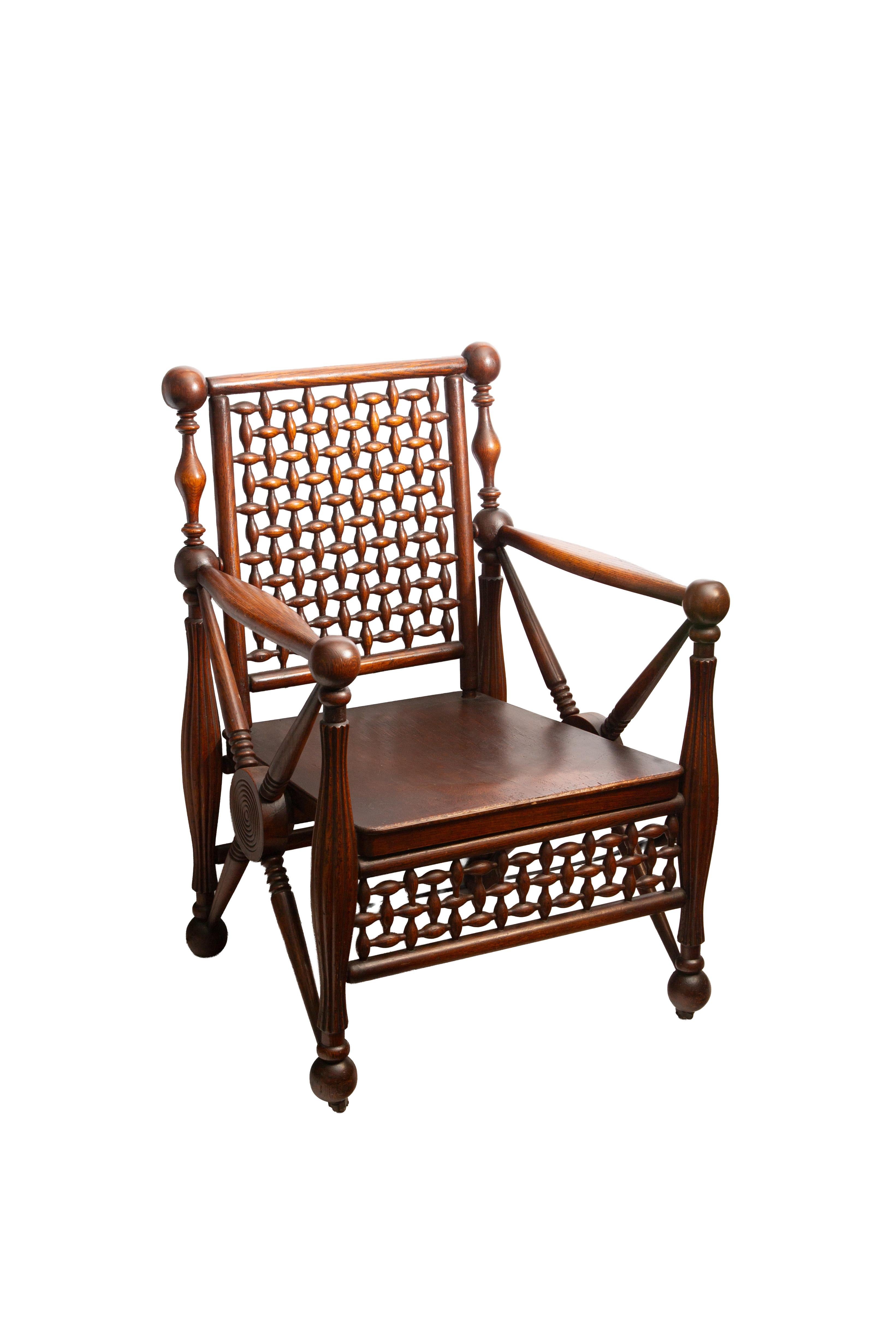 Aesthetic Movement Exquisite 19th Century Fretwork Armchair with Architectural Detailing For Sale