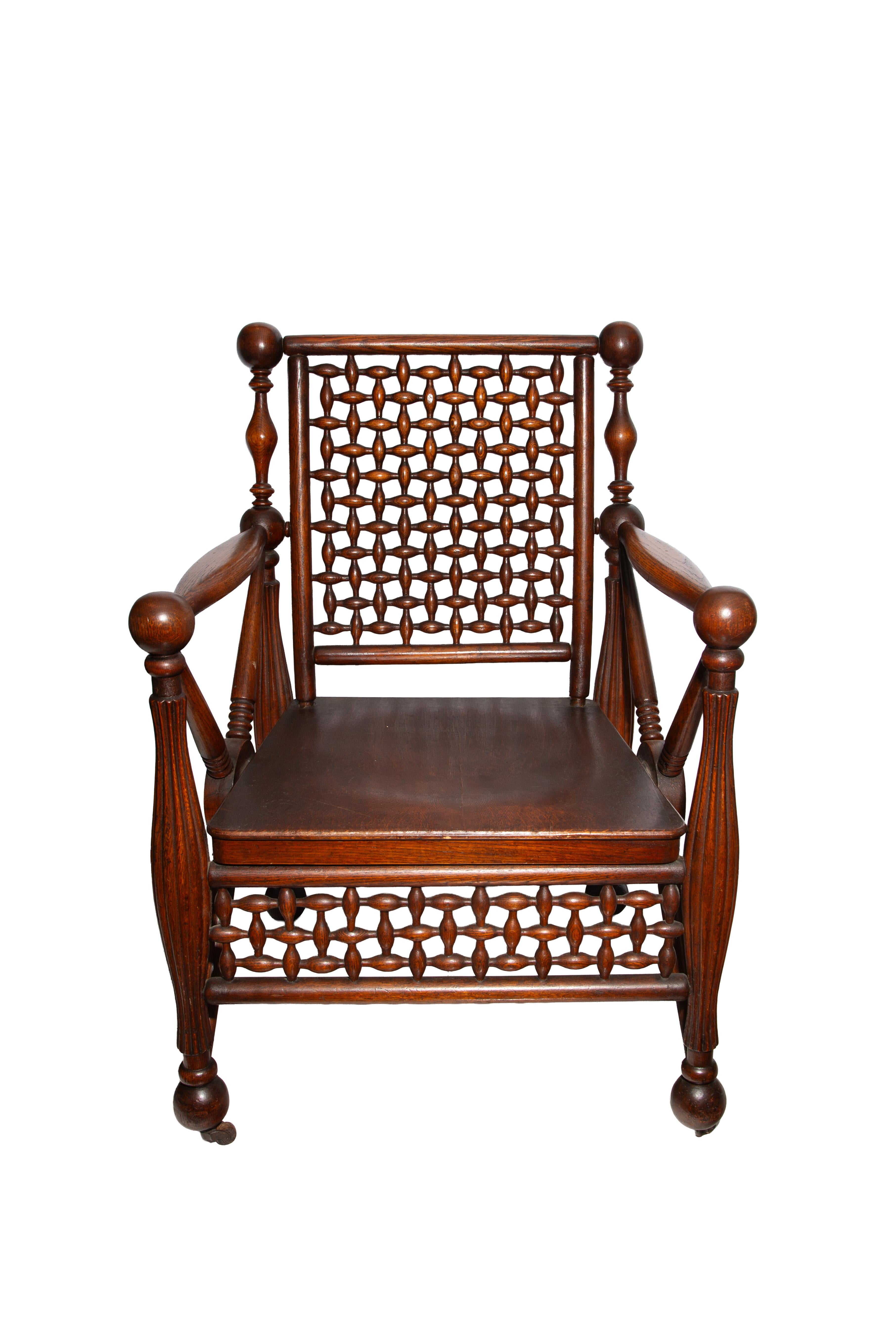 American Exquisite 19th Century Fretwork Armchair with Architectural Detailing For Sale
