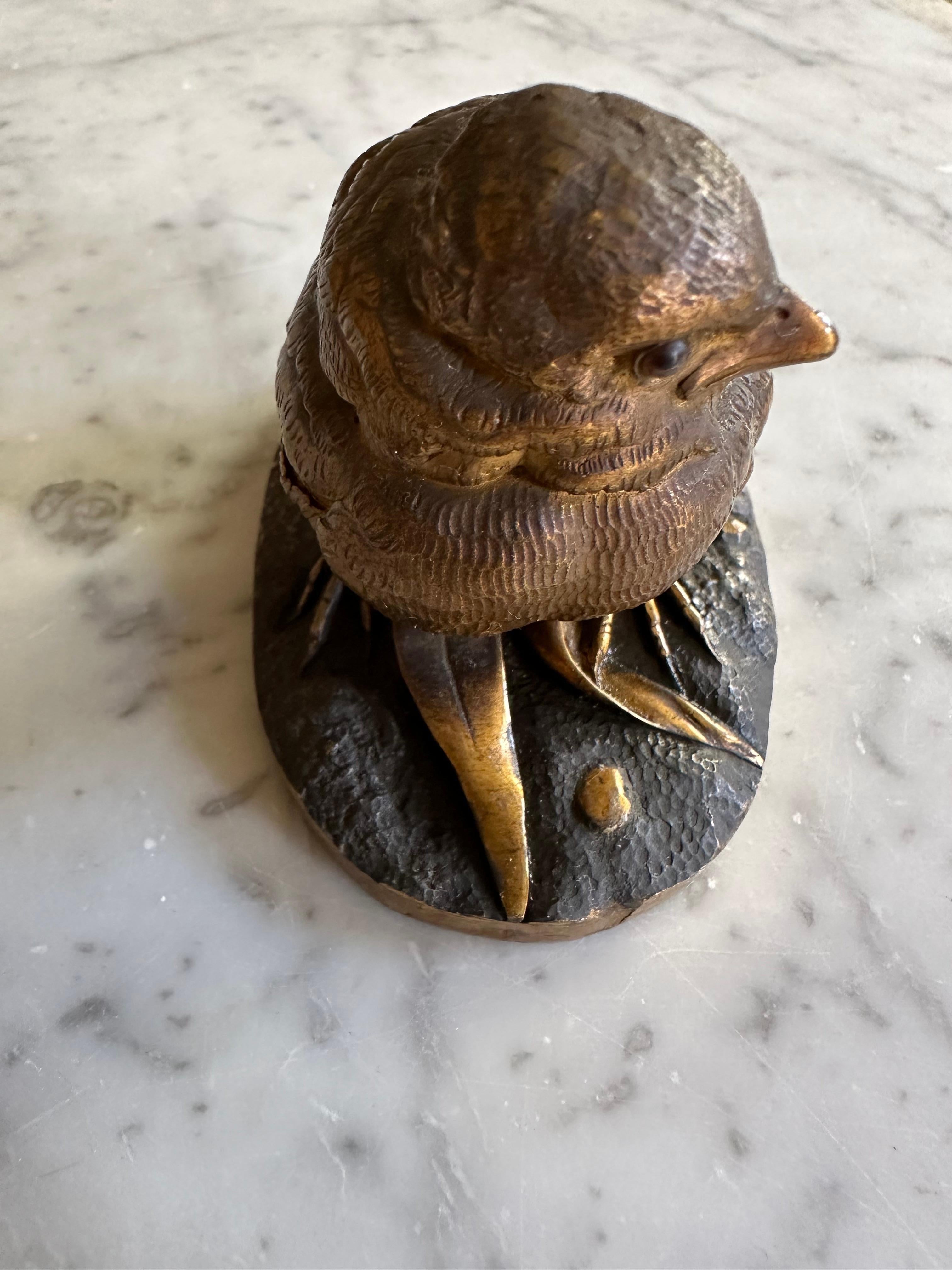 Exquisite 19th Century Gilded Bronze Sparrow Sculpture by Louis Villeminot 4