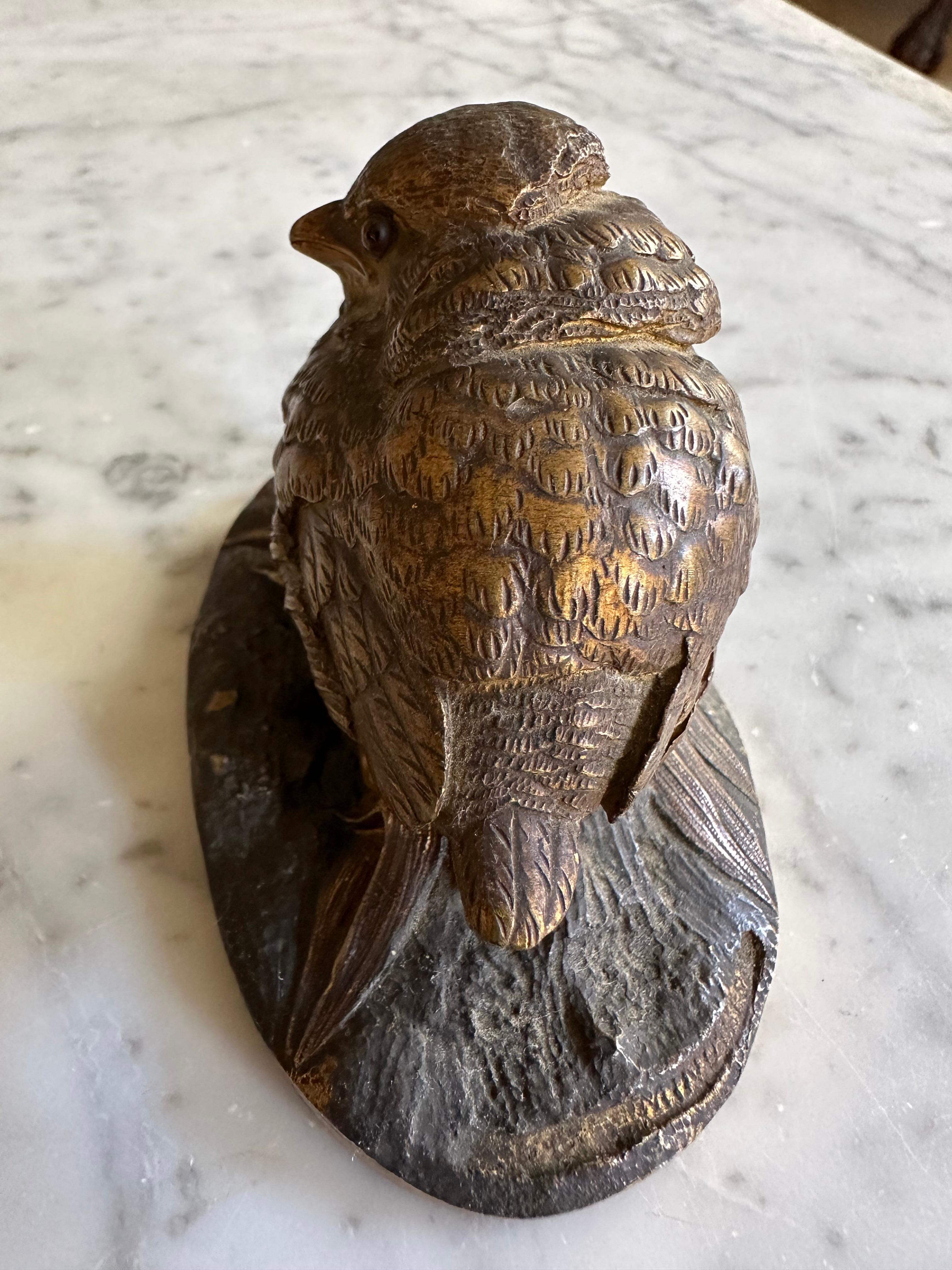 Exquisite 19th Century Gilded Bronze Sparrow Sculpture by Louis Villeminot 5