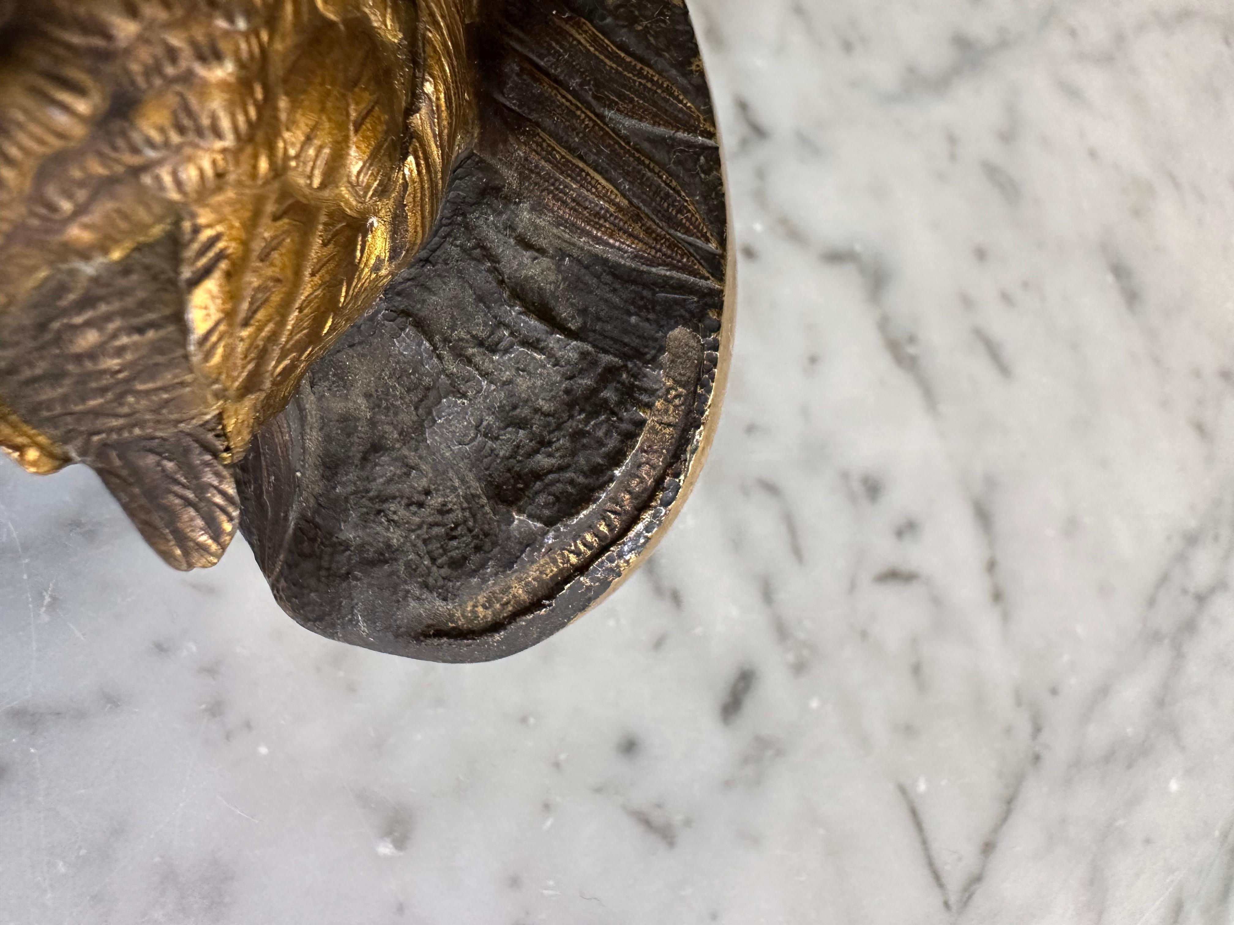 Exquisite 19th Century Gilded Bronze Sparrow Sculpture by Louis Villeminot 1