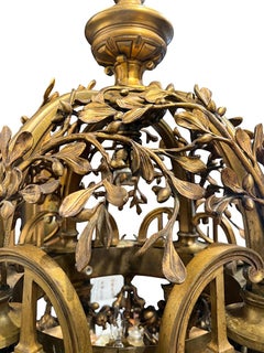 Exquisite 19th Century Gilt Bronze French Chandelier with Bisque Cherub