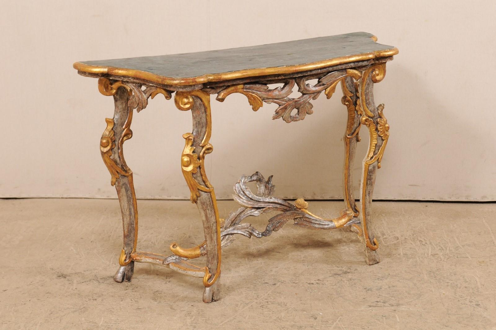 Exquisite 19th Century Italian Carved and Giltwood Console Table In Good Condition In Atlanta, GA