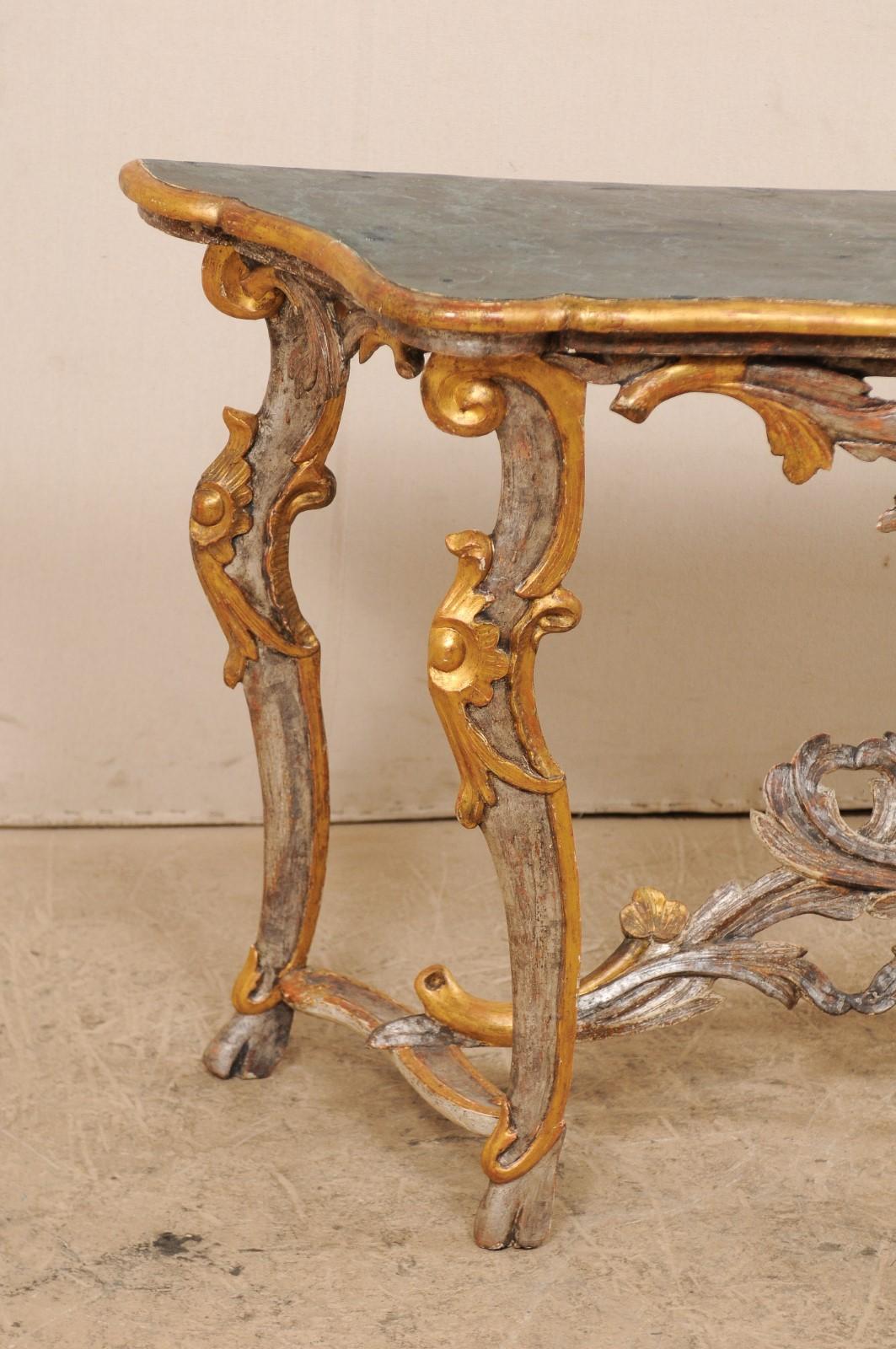 Exquisite 19th Century Italian Carved and Giltwood Console Table 1