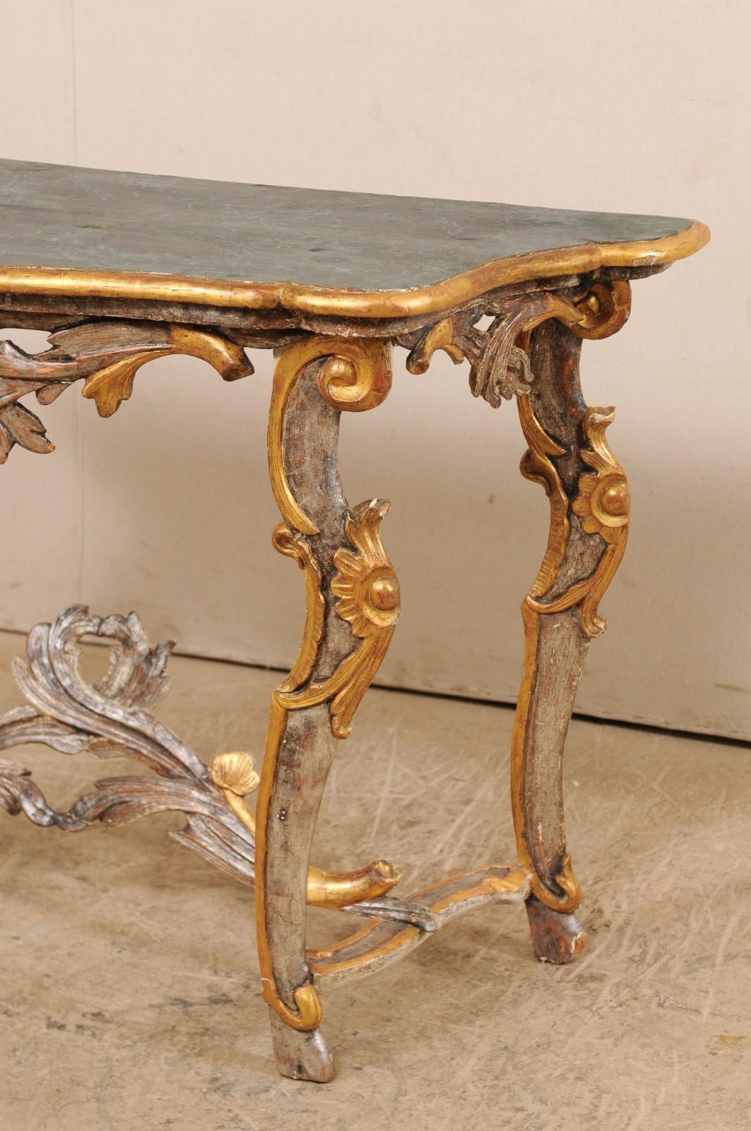 Exquisite 19th Century Italian Carved and Giltwood Console Table 2