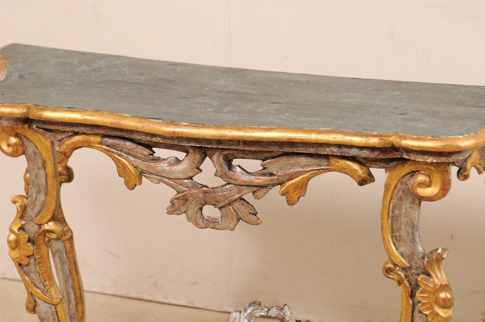 Exquisite 19th Century Italian Carved and Giltwood Console Table 5