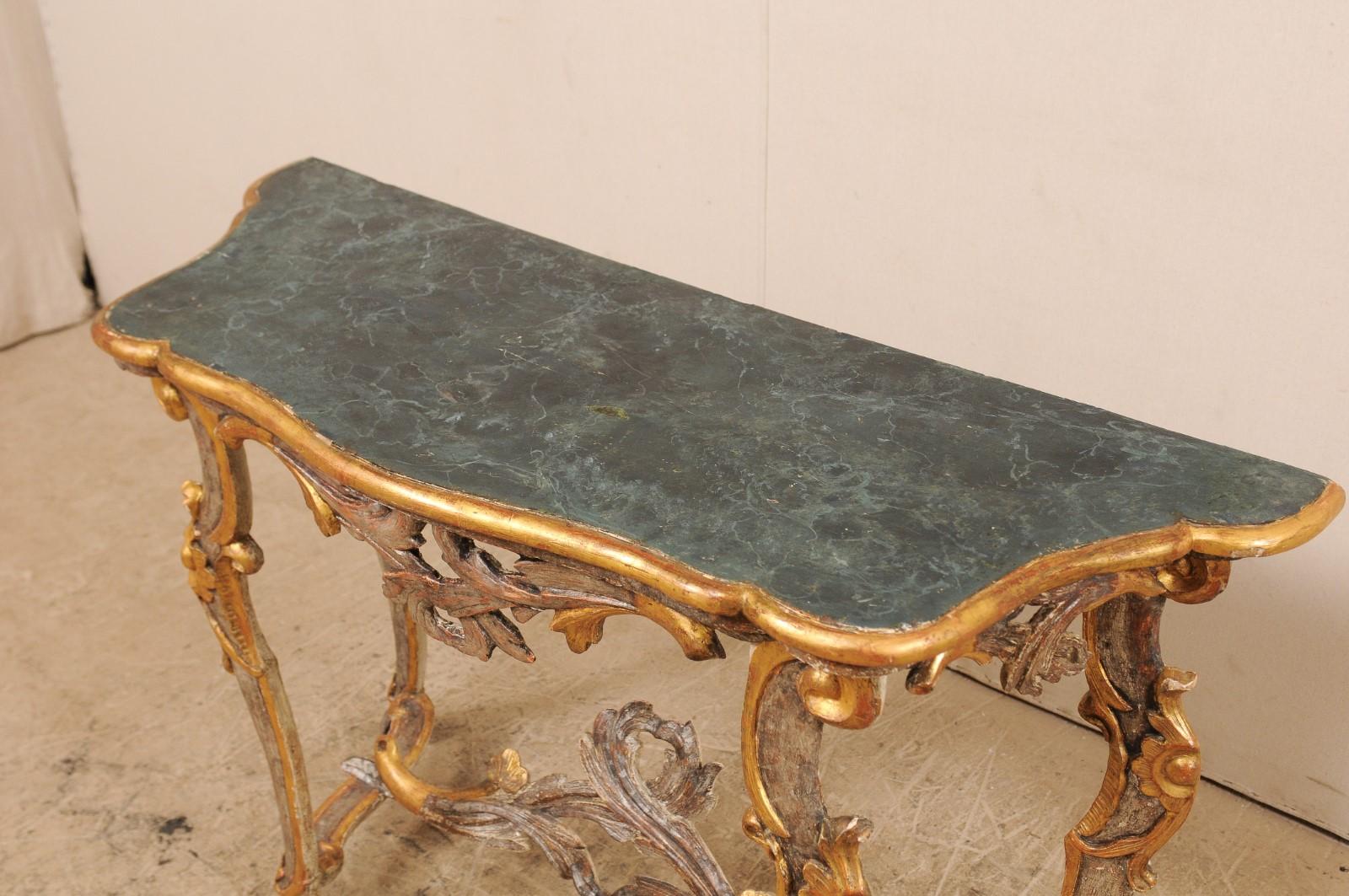 Exquisite 19th Century Italian Carved and Giltwood Console Table 6
