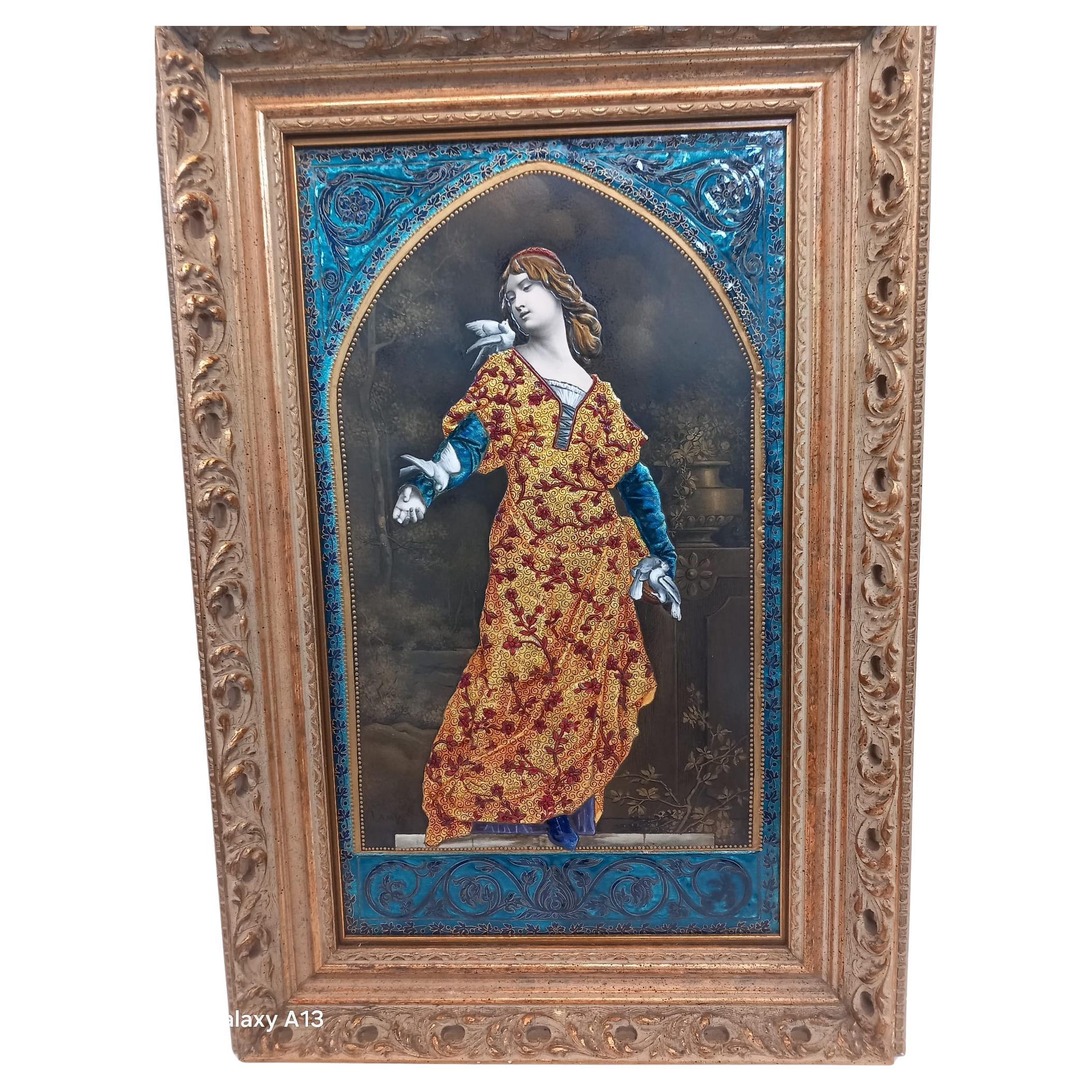 Exquisite 19th-Century Limoges Enamel Plaque: A Renaissance Revival Masterpiece For Sale