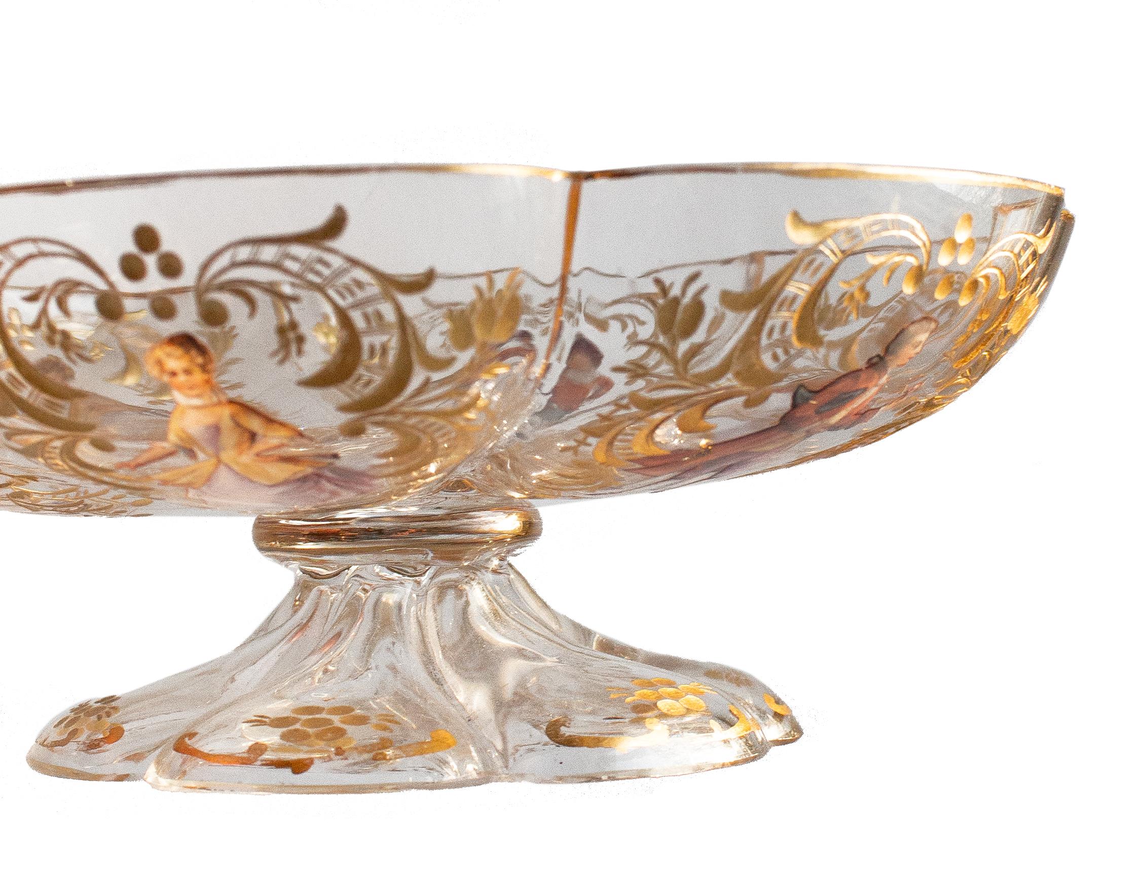 Exquisito cristal Lobmeyr del siglo XIX con decoración romántica de esmalte Hecho a mano en venta