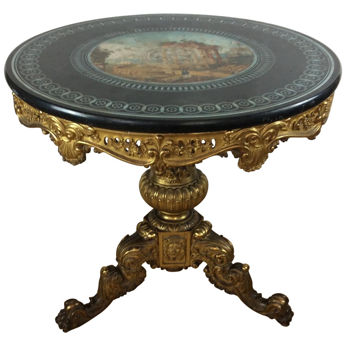 19th Century Louis XV Style Marble and Giltwood Center Table French ...