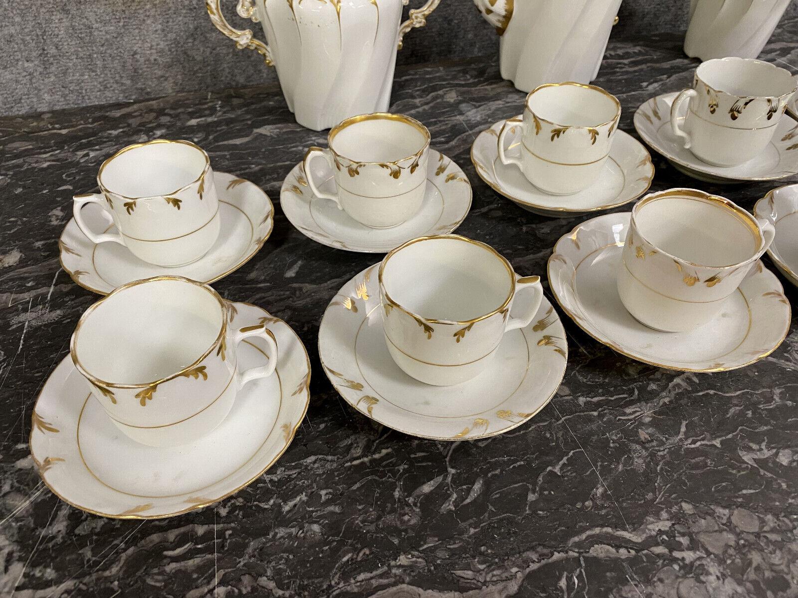 Exquisite 19th Century Lyonnaise Porcelain Coffee Service 1880s -1X43 For Sale 1
