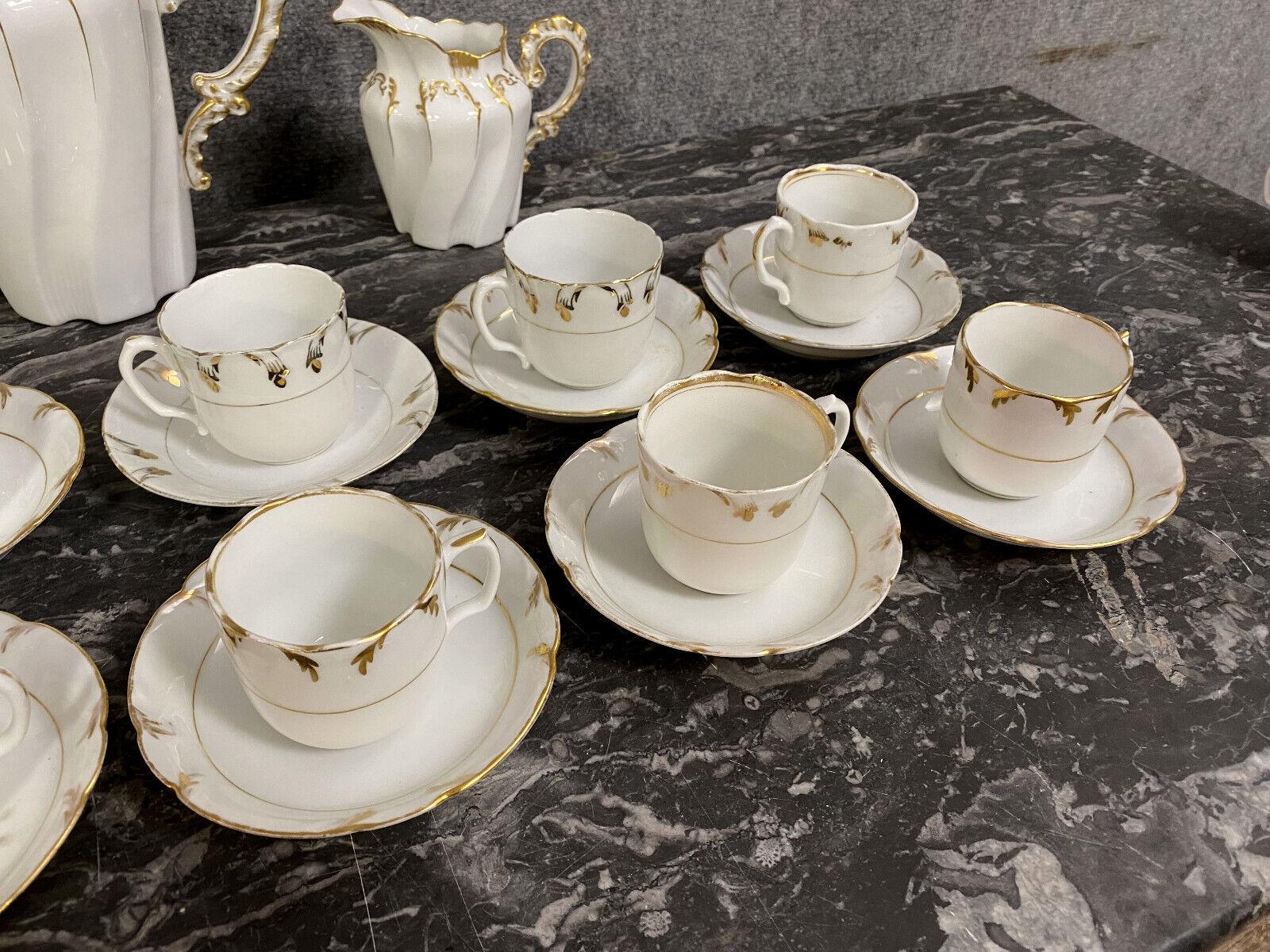 Magnifique service à café Lyonnaise en porcelaine du 19ème siècle, années 1880-1X43 1