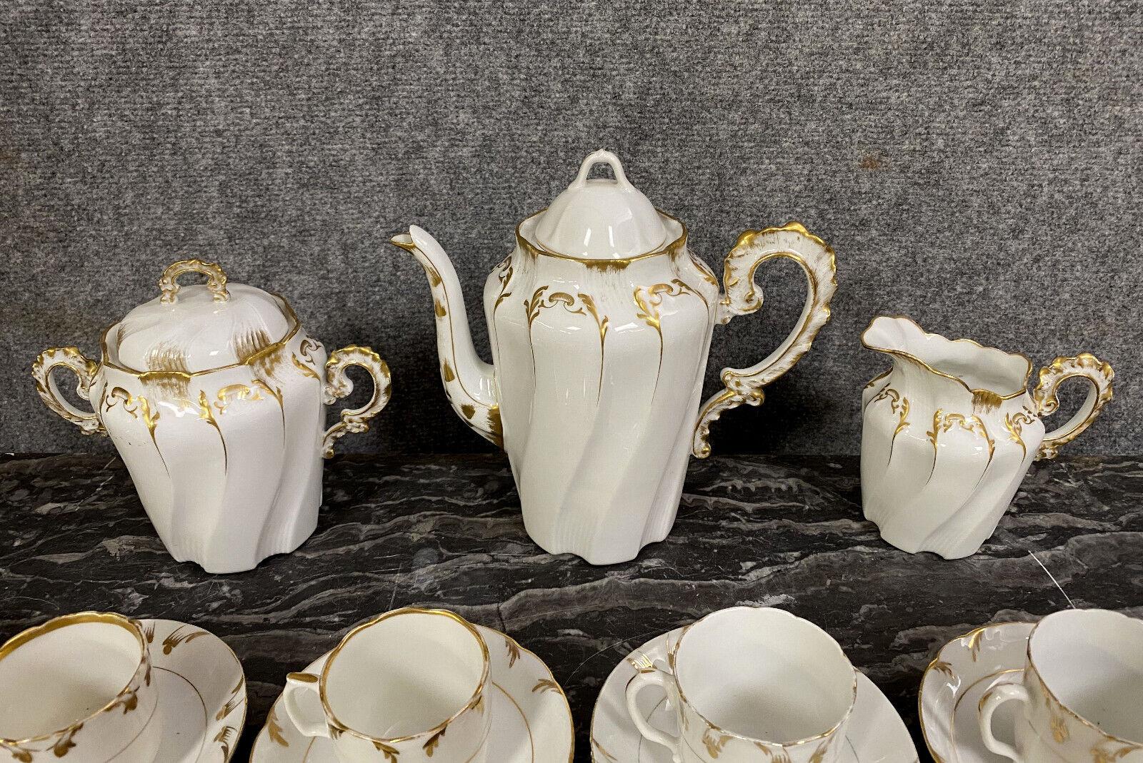 Magnifique service à café Lyonnaise en porcelaine du 19ème siècle, années 1880-1X43 2