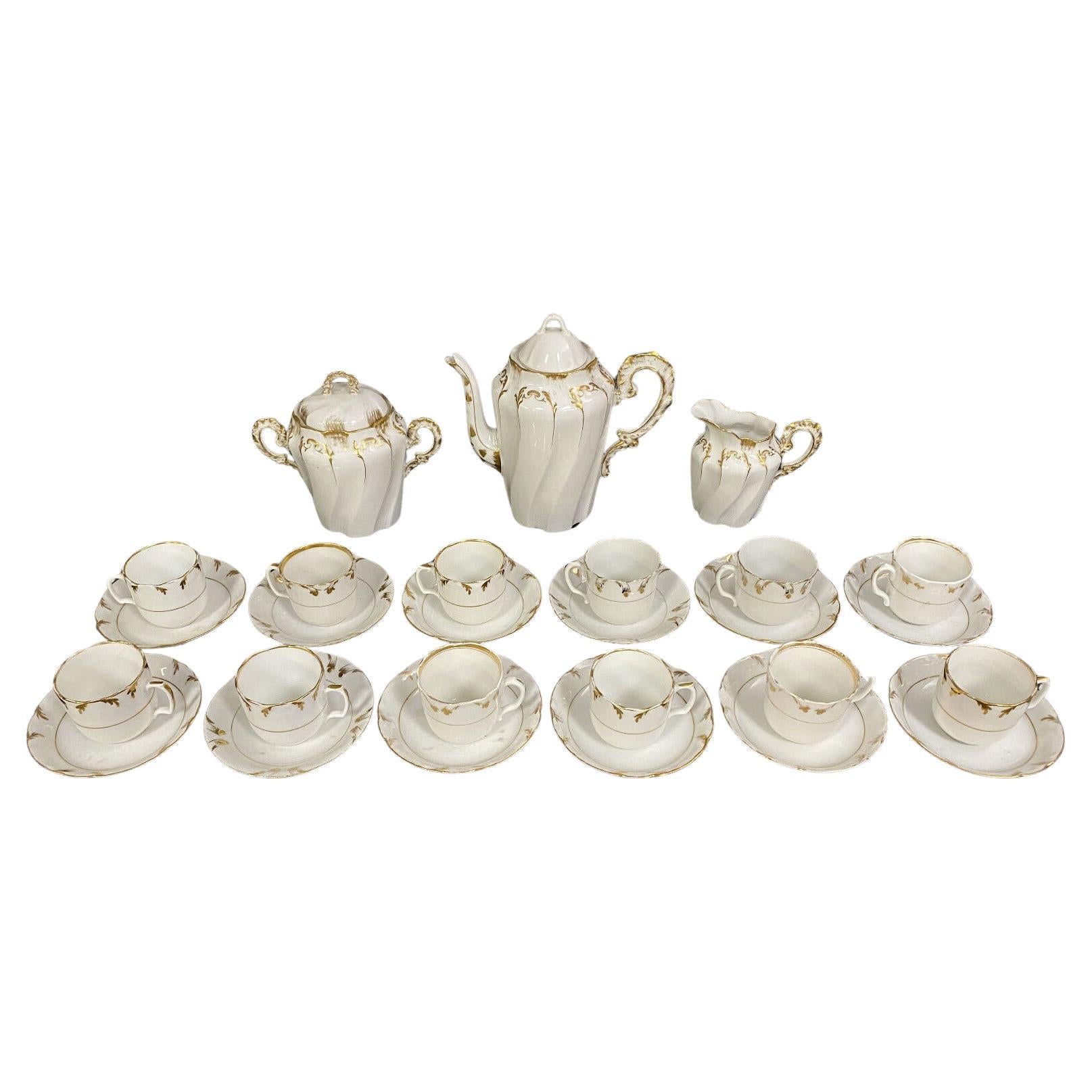 Exquisite 19th Century Lyonnaise Porcelain Coffee Service 1880s -1X43 For Sale