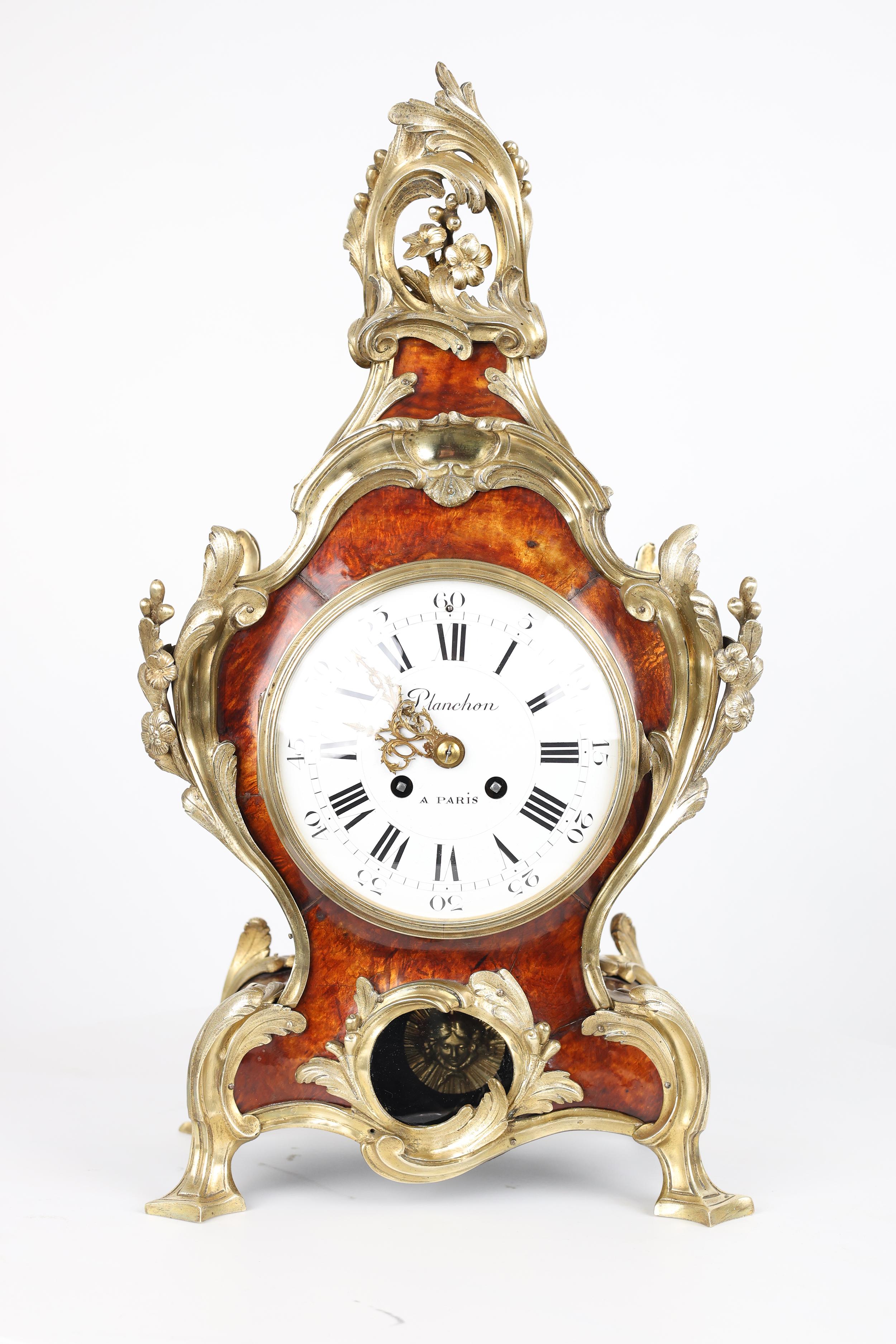 Exquisito reloj de chimenea del siglo XIX - Planchon Paris Napoleón III en venta